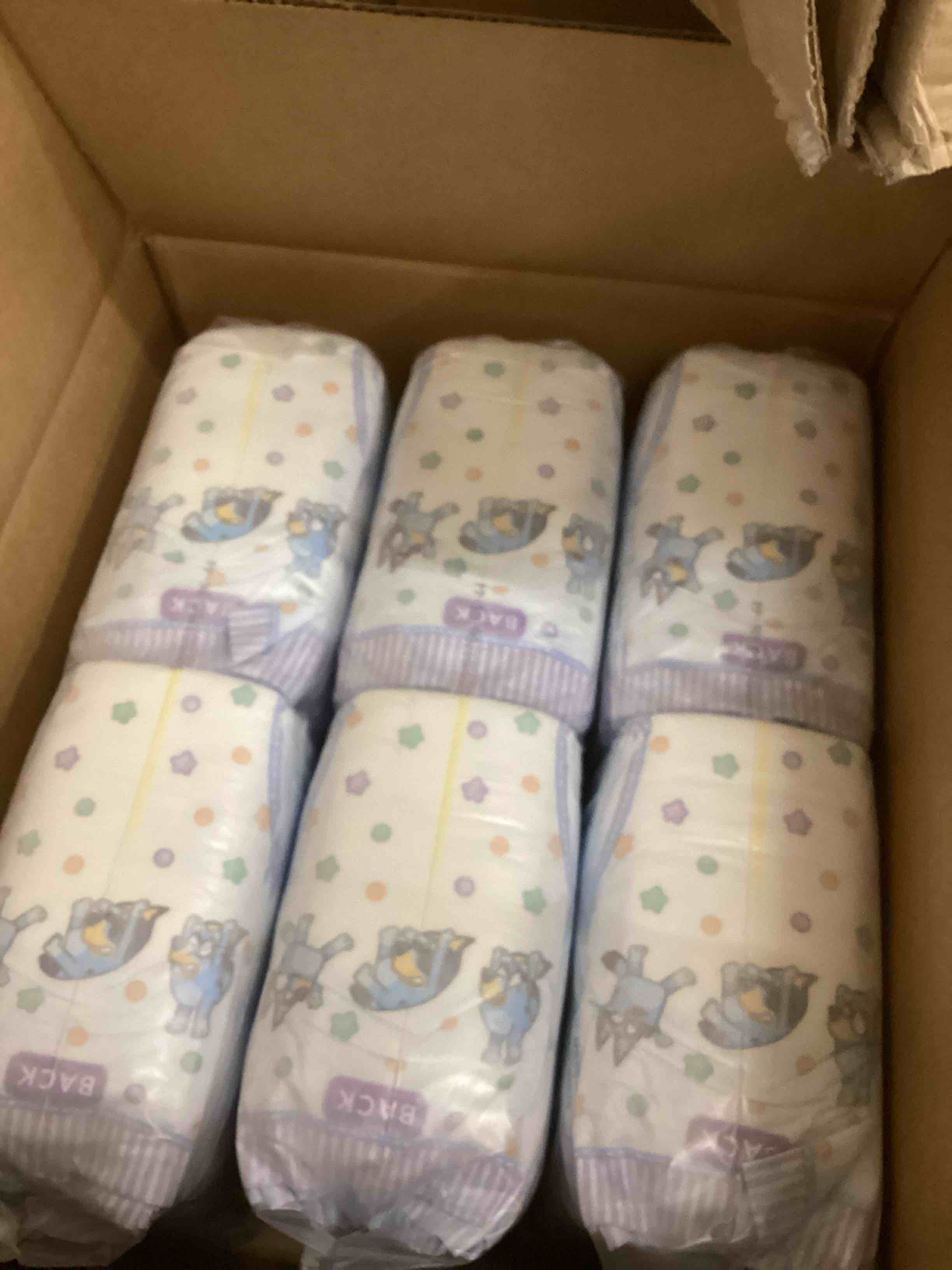 Condition photo showing New/Like New for Luvs Size 2 Baby Diapers, Platinum Protection Bluey Diapers for Day & Night, Size 2, 264 Count (Packaging May Vary) Size 2 264