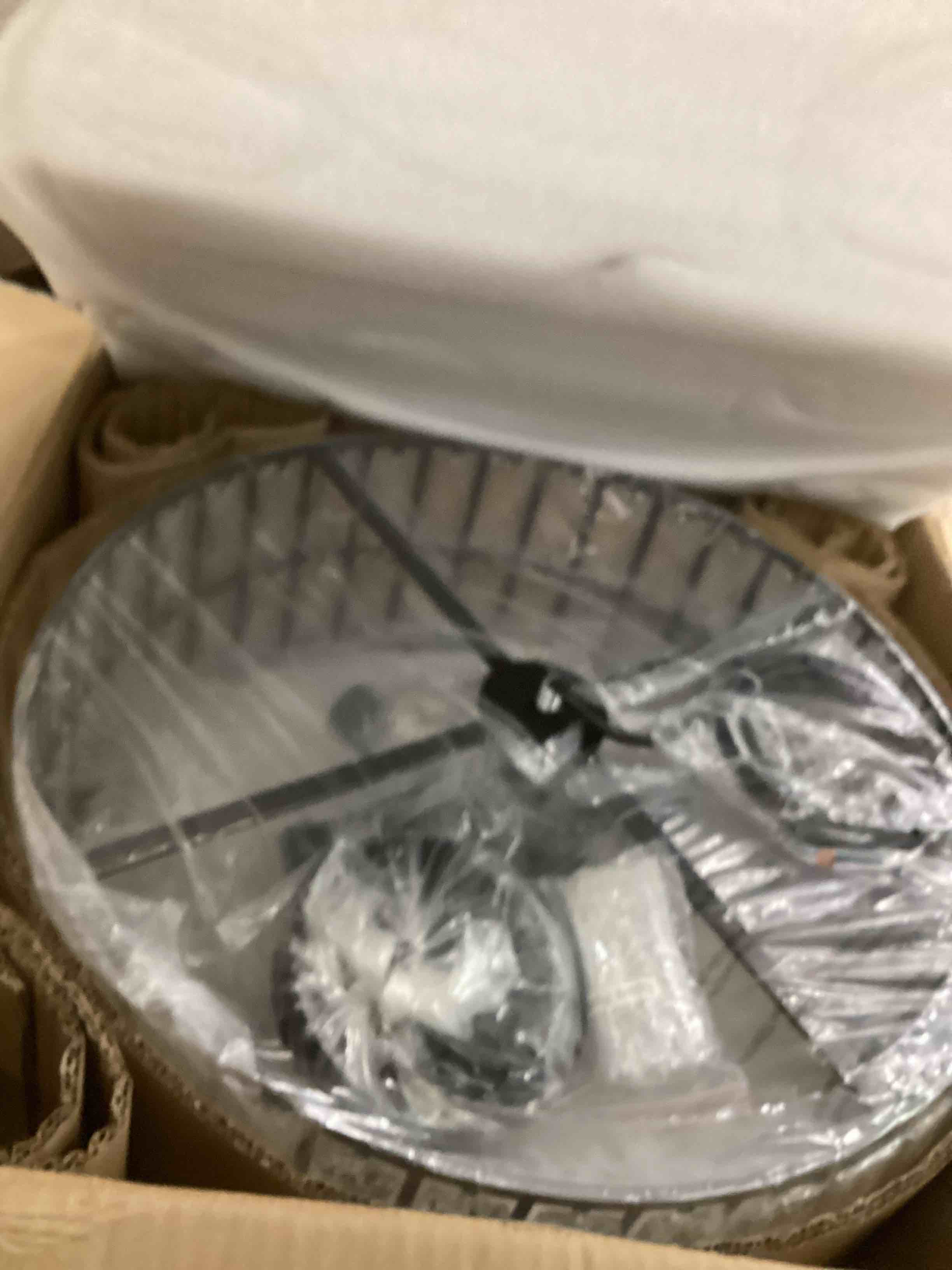 Condition photo showing New/Like New for Black Crystal Chandelier 6-Lights Crystal Pendant Light Large 18 Inches Drum Semi Flush Mount Ceiling Lights for Dining Room Living Room Kitchen Closet Black Small-18”