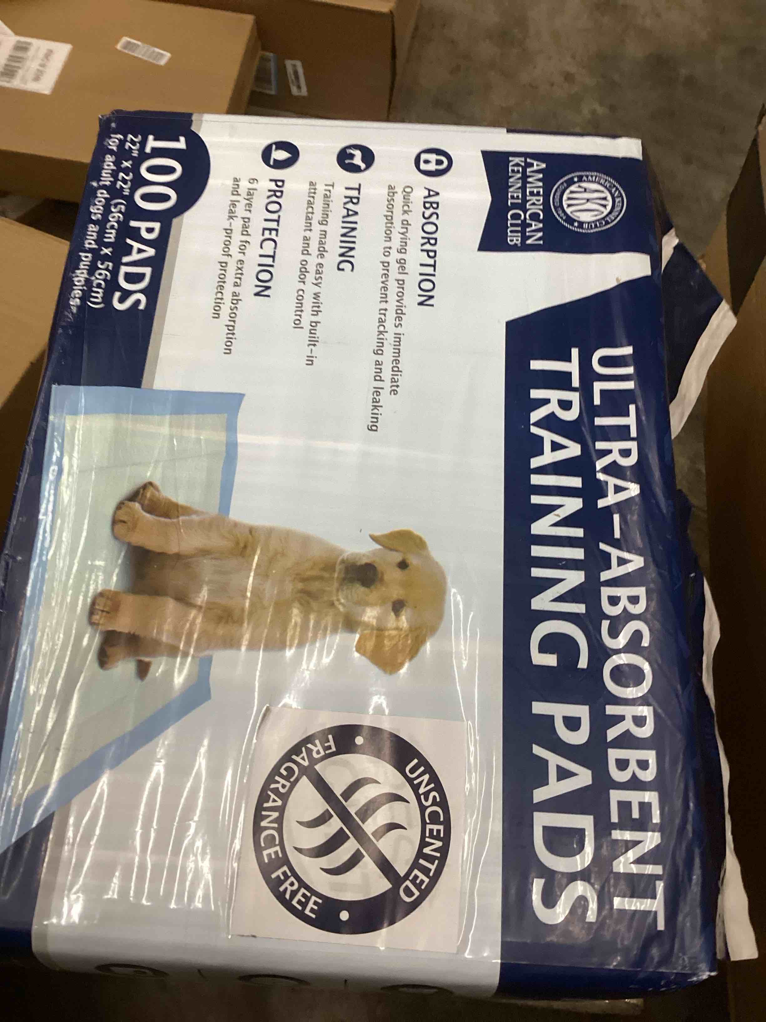 Condition photo showing New/Like New for American Kennel Club Puppy Training Pads with Ultra Absorbent Quick Dry Gel – 22 x 22 Pee Pads for Dogs - 100 Count (Unscented) Unscented 22 x 22 - 100 Count