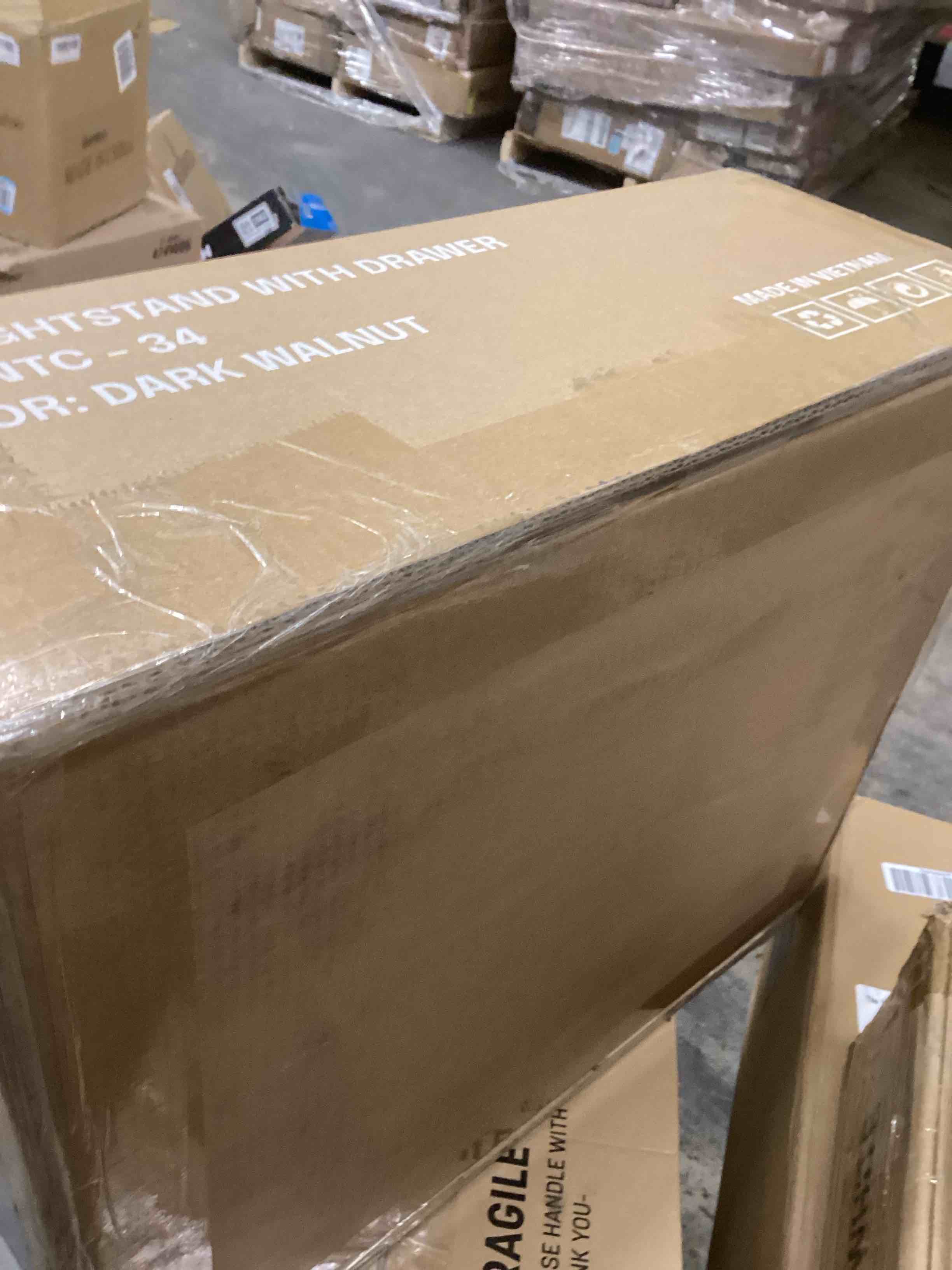 Condition photo showing New/Like New for NTC Lux Solid Wood Nightstand with Drawer, Mid Century Modern Side Table Bedroom, Bedside Furniture, Night Stand, End Table, Easy Assembly - Dark Walnut Dark Walnut Lux (1 Drawer)