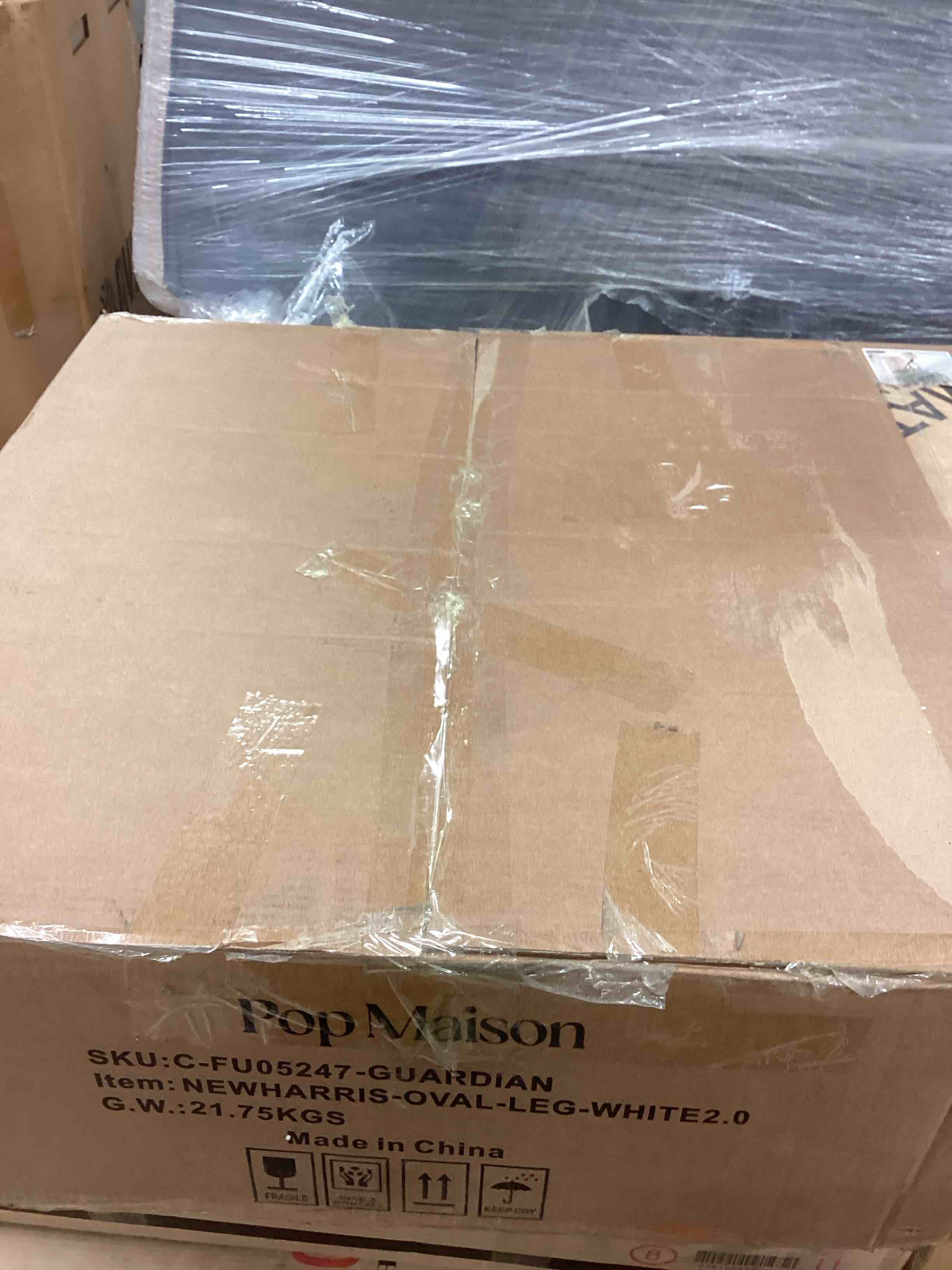 Condition photo showing New/Like New for Harris 59" Modern Large Oval White Dining Table ( incomplete one box of two only)