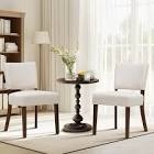 colamy mid century modern dining chairs set of 2, upholstered kitchen chairs with back, farmhouse fabric side dining room chairs with wood legs for dining room kitchen restaurant, white