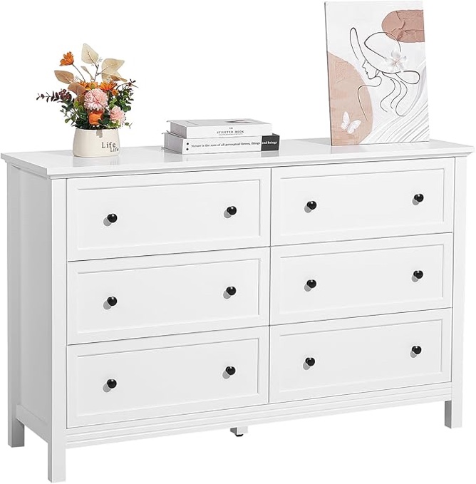 6 drawer white dresser