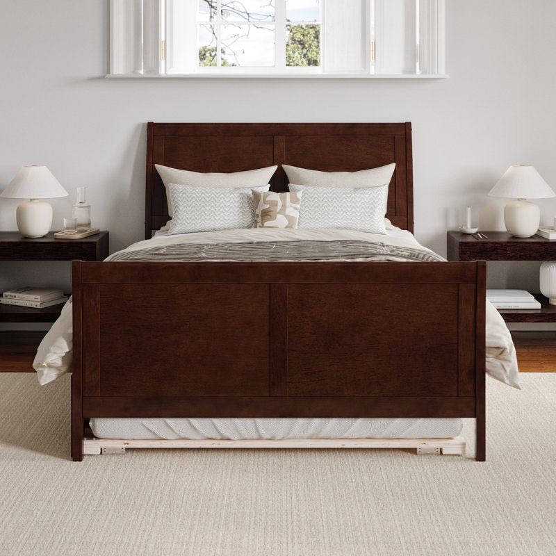 lampley solid wood platform bed with matching footboard and trundle by harriet bee by viv + rae (incomplete only box 1)