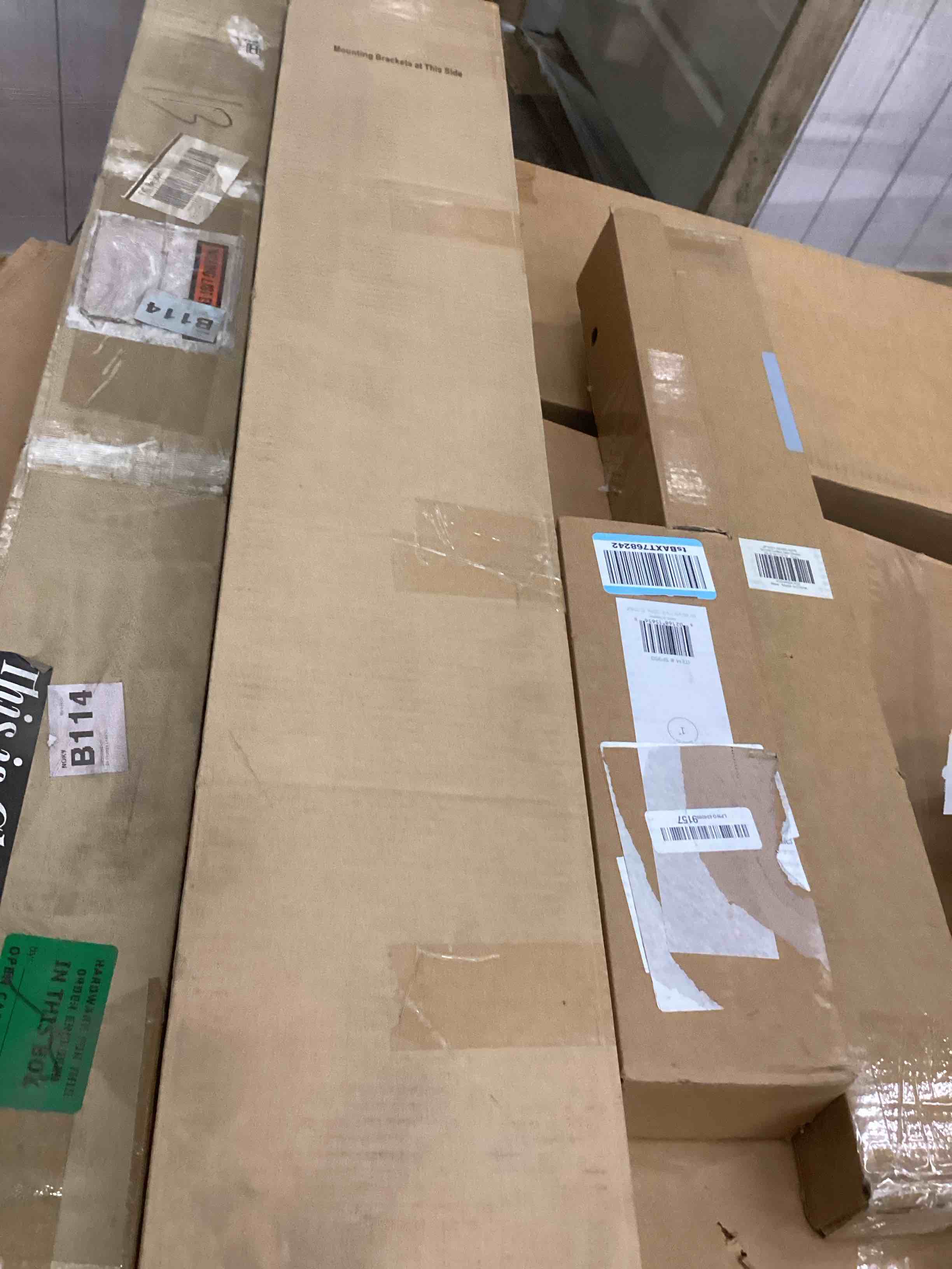 assorted curtain rods and window blinds 