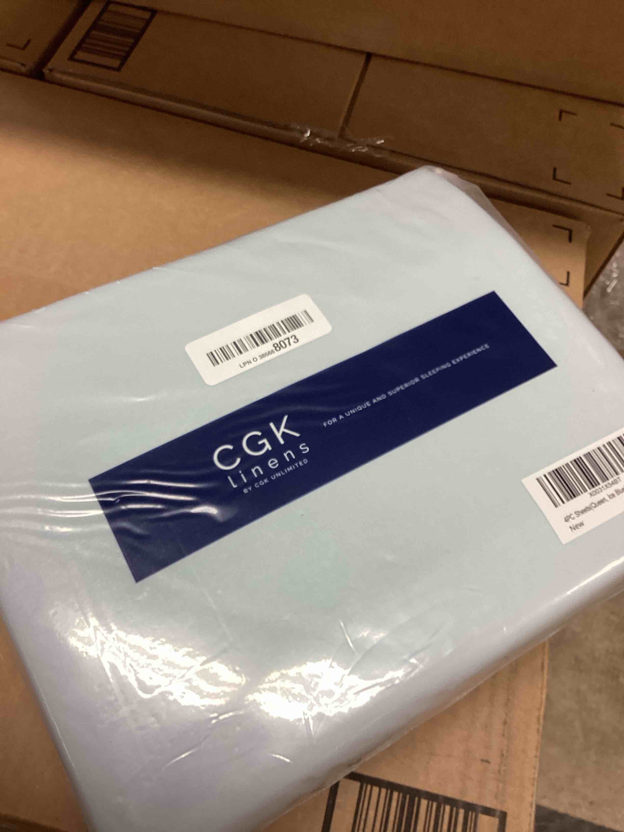 Condition photo showing New/Like New for Queen Size 4 Piece Sheet Set - Comfy Breathable & Cooling Bed Sheets Set - Hotel Luxury Bedding for Women, Men, Kids, Teens, Boys & Girls - Deep Pockets, Ultra-Soft, Wrinkle Free - Oeko-Tex - Ice Blue 17 - Ice Blue Queen