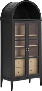 modway eei-6639-blk-oak nolan tall arched storage display cabinet, black oak (incomplete one box of two only)2-boxes