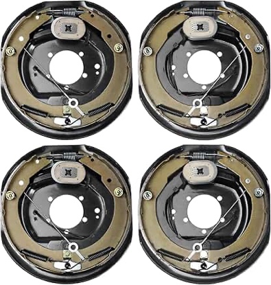 vevor electric trailer brake assembly, 12" x 2", 2 pairs self-adjusting electric brakes kit for 7000 lbs axle, 5-hole mounting, backing plates for braking system part replacement (2 right + 2 left)