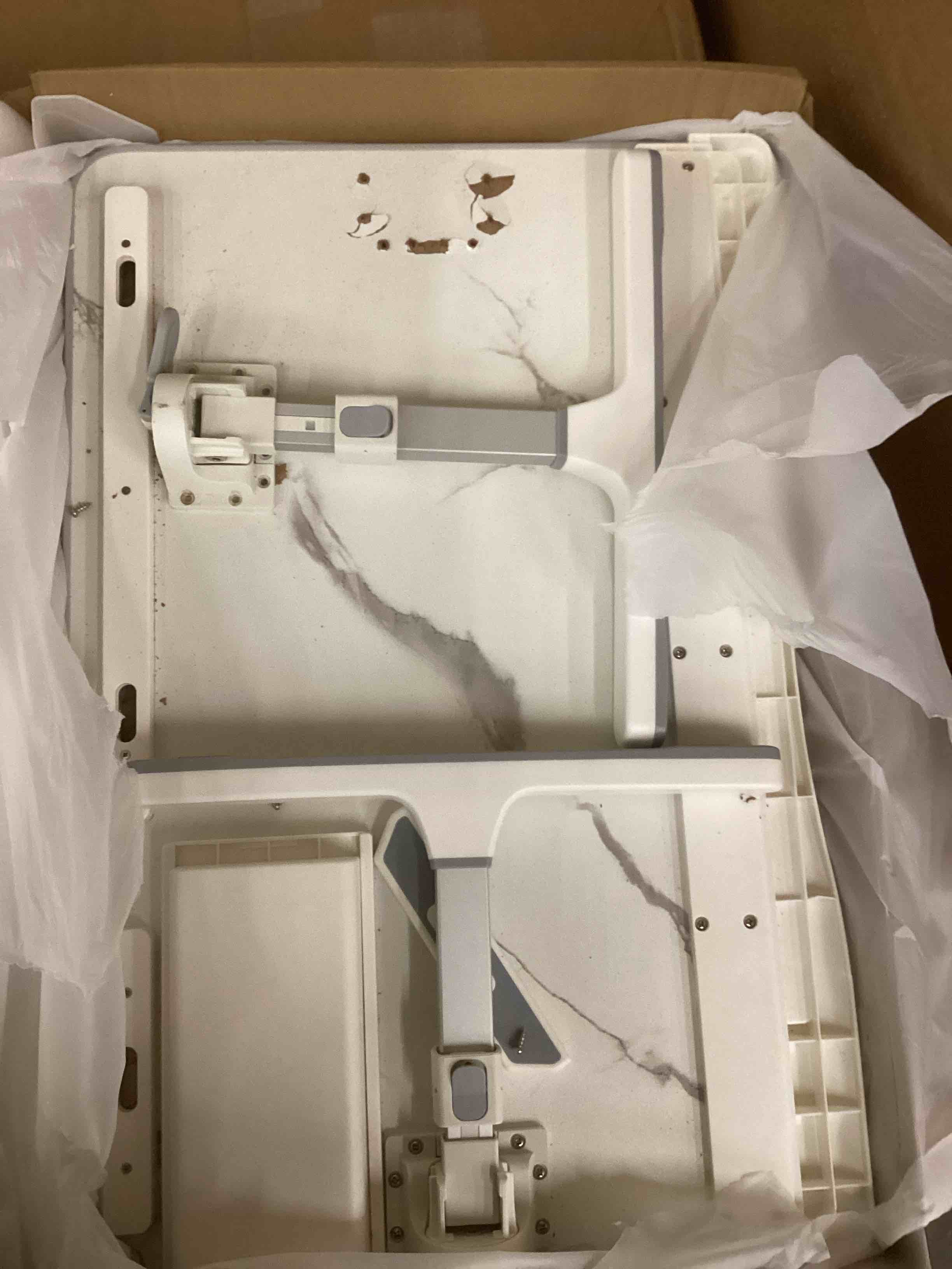 Condition photo showing As Is for HETTHI Laptop Bed Desk, Adjustable Laptop Lap Desk with Drawer, X-Large Foldable Bed Table Tray for Bed Couch Floor Desk Writing Working Reading Eating Painting (Marble, 23.6"×15.7") Marble X-Large 23.6×15.7in