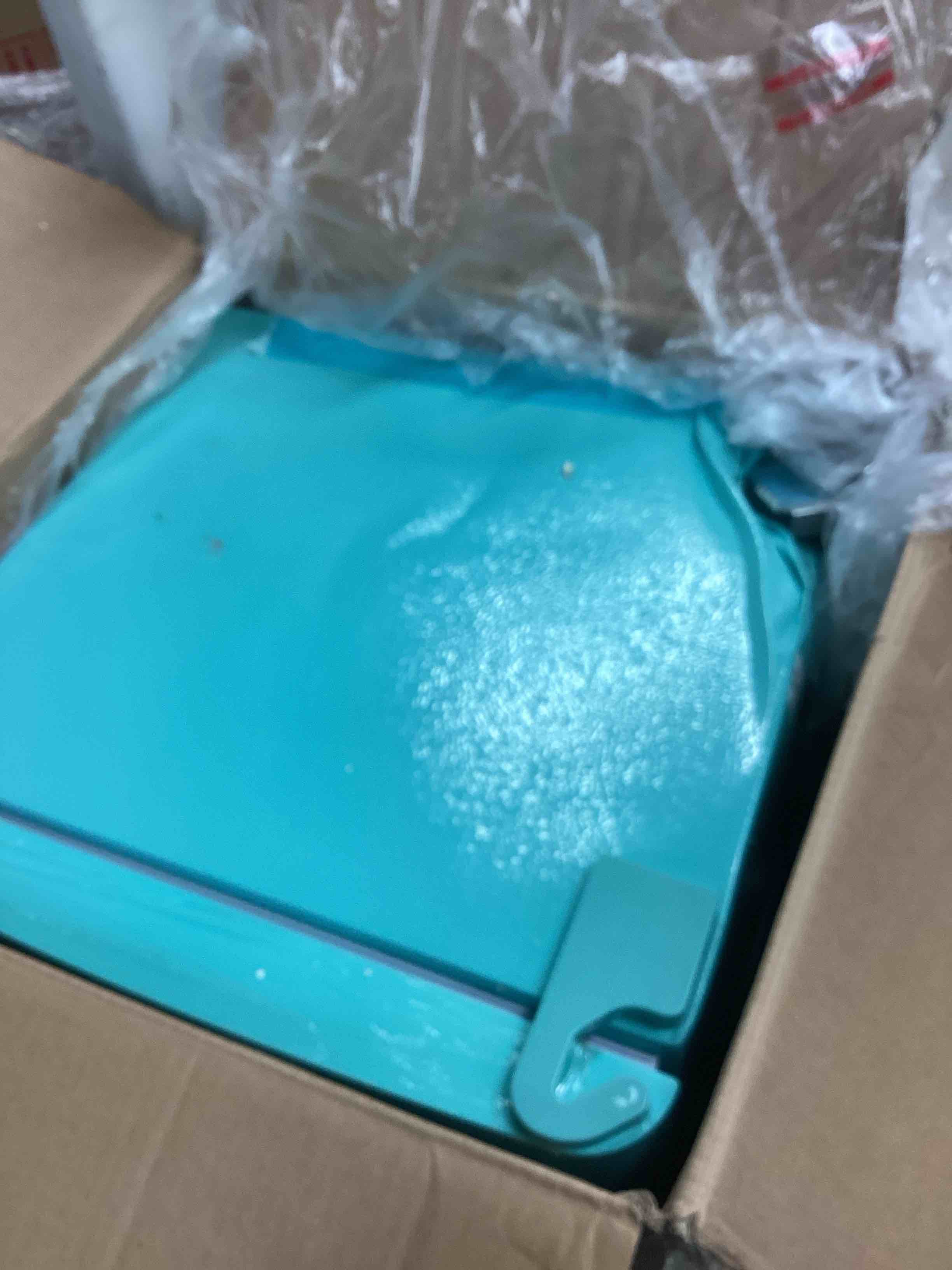 Condition photo showing As Is for DEMULLER - Small 3.5 Cu.Ft Retro Refrigerator with 2 Handles, 7 Adjustable Temperature Control for Home Kitchen - Blue