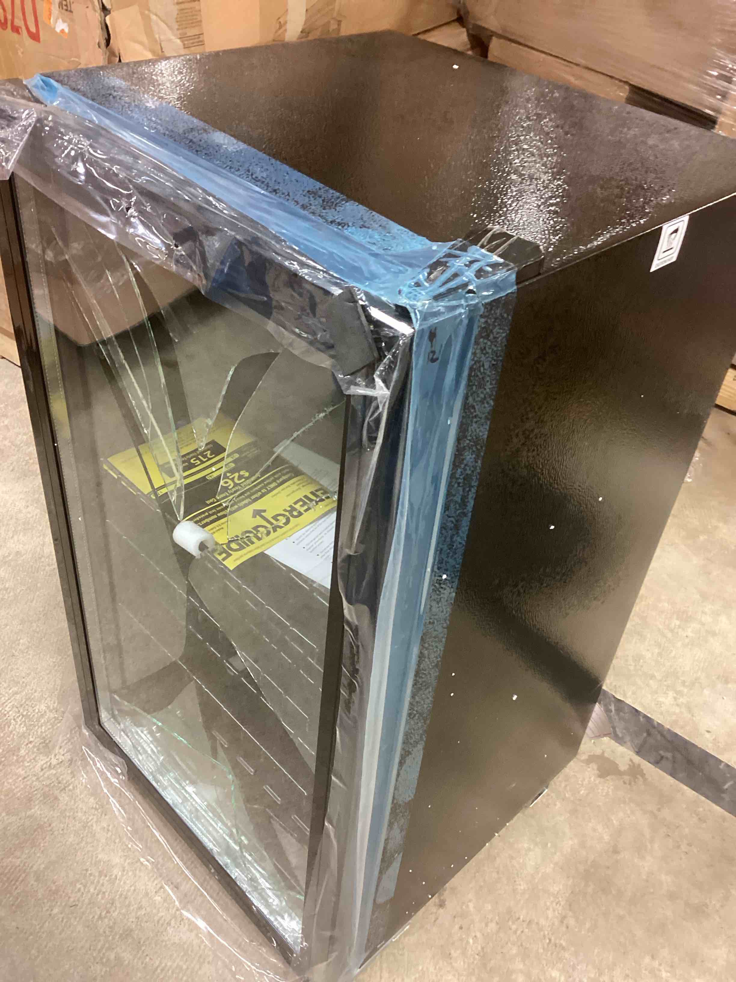 Condition photo showing As Is for HAILANG Beverage Refrigerator With 105 Can,Freestanding Beverage Cooler For Office, Bar,Home|Double Glass Door&Adjustable Shelving