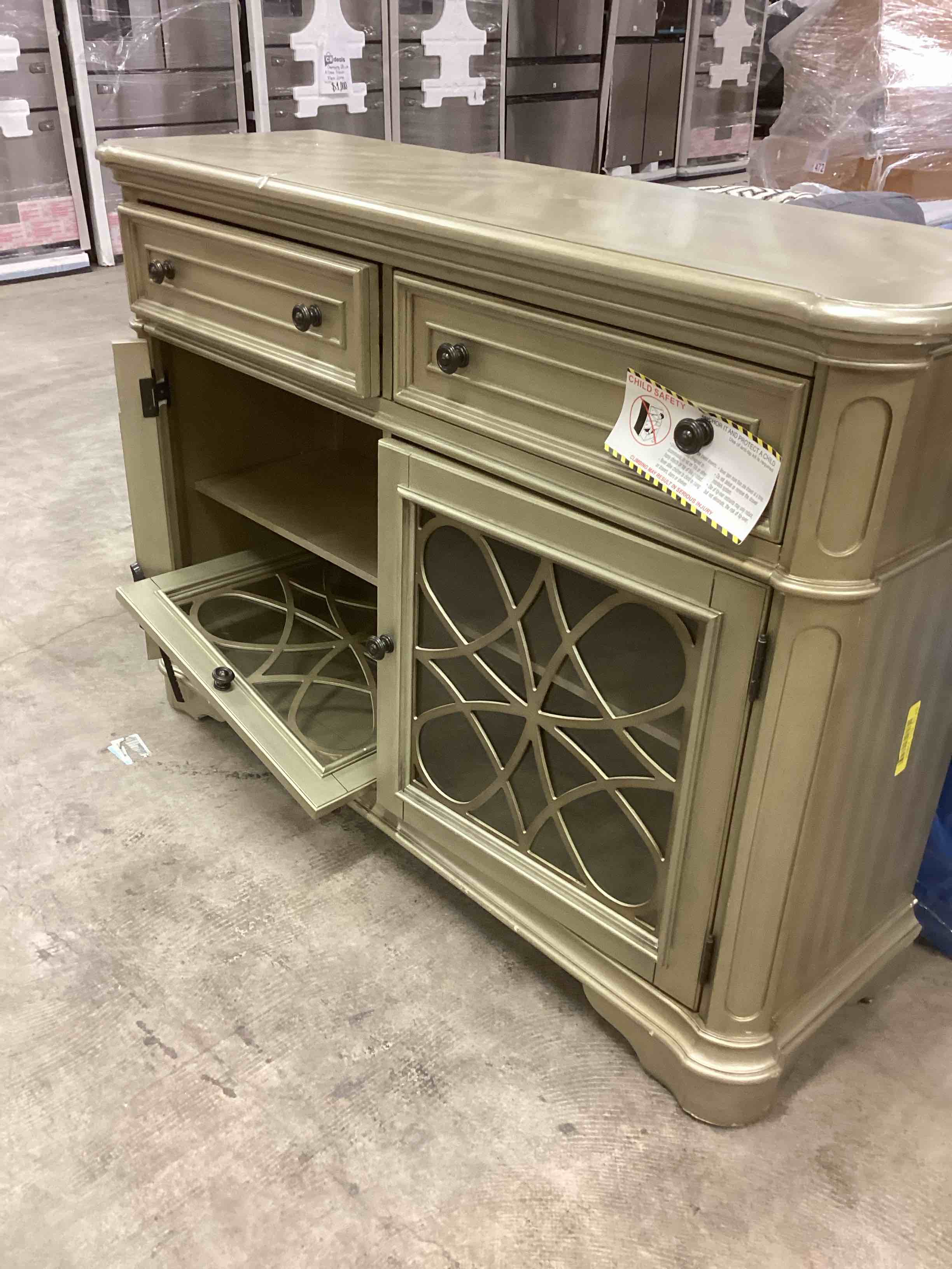Condition photo showing As Is for Server Drawers Storage Cabinet Wooden Furniture Dining Room Furniture (different color stock photo)