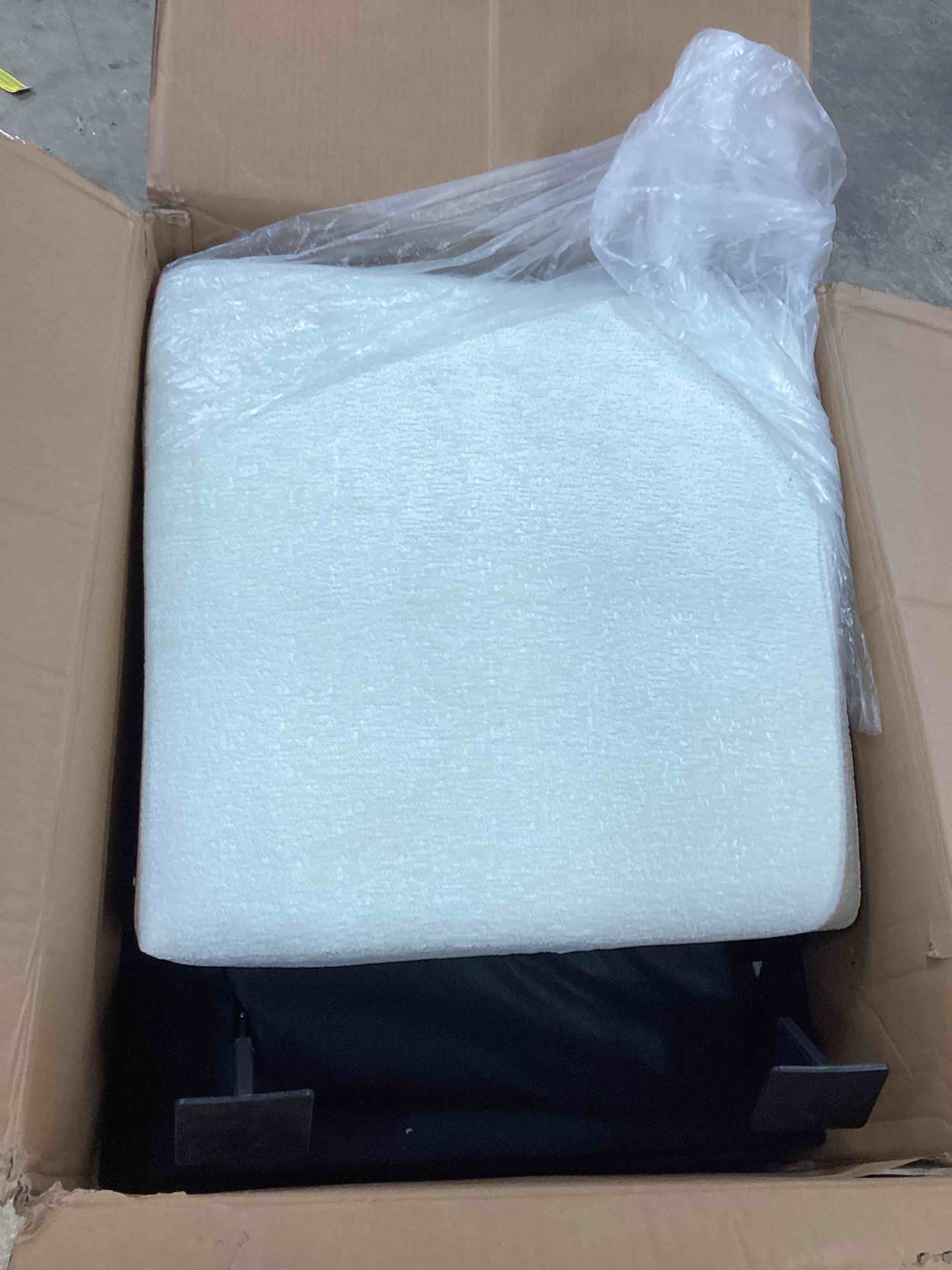 Condition photo showing As Is for Recliner Chair, Swivel Rocking Recliner Chair for Adults, Glider Rocking Chair, Small Nursery Chair Recliner for Living Room, Reclining Chair with Modern-Designed Armrests, Chenille, Beige (incomplete box 1) 