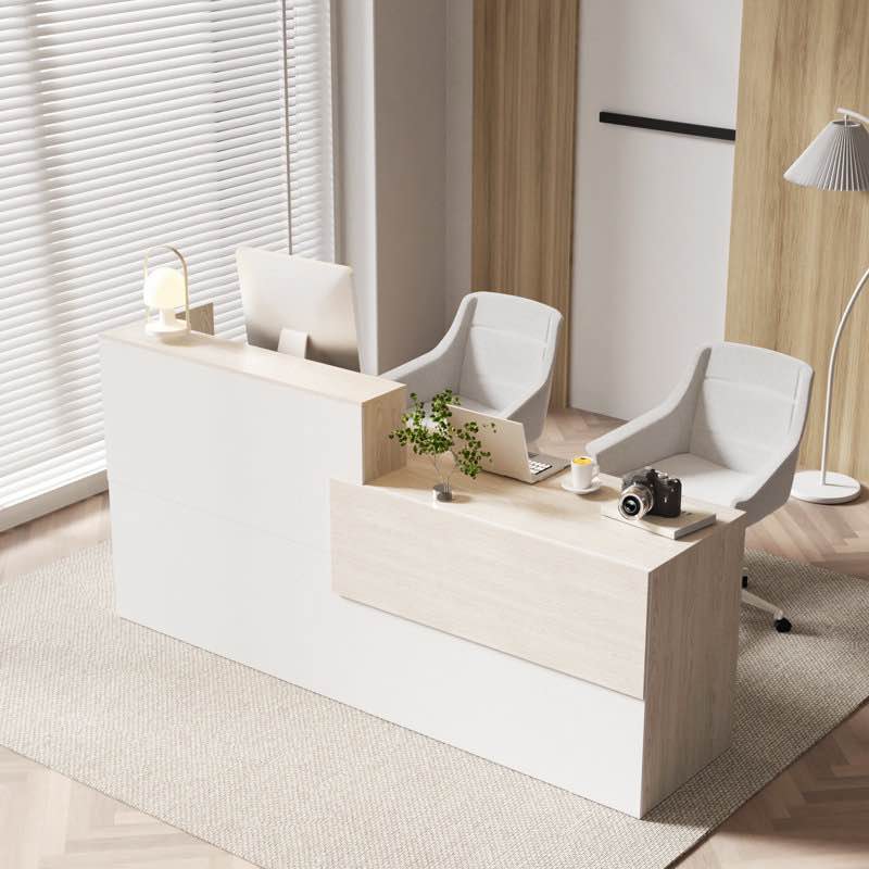 Front Modern Retail Checkout, Reception Desk, Stations Counter Table, White By Ebern Designs (incomplete box B only) 