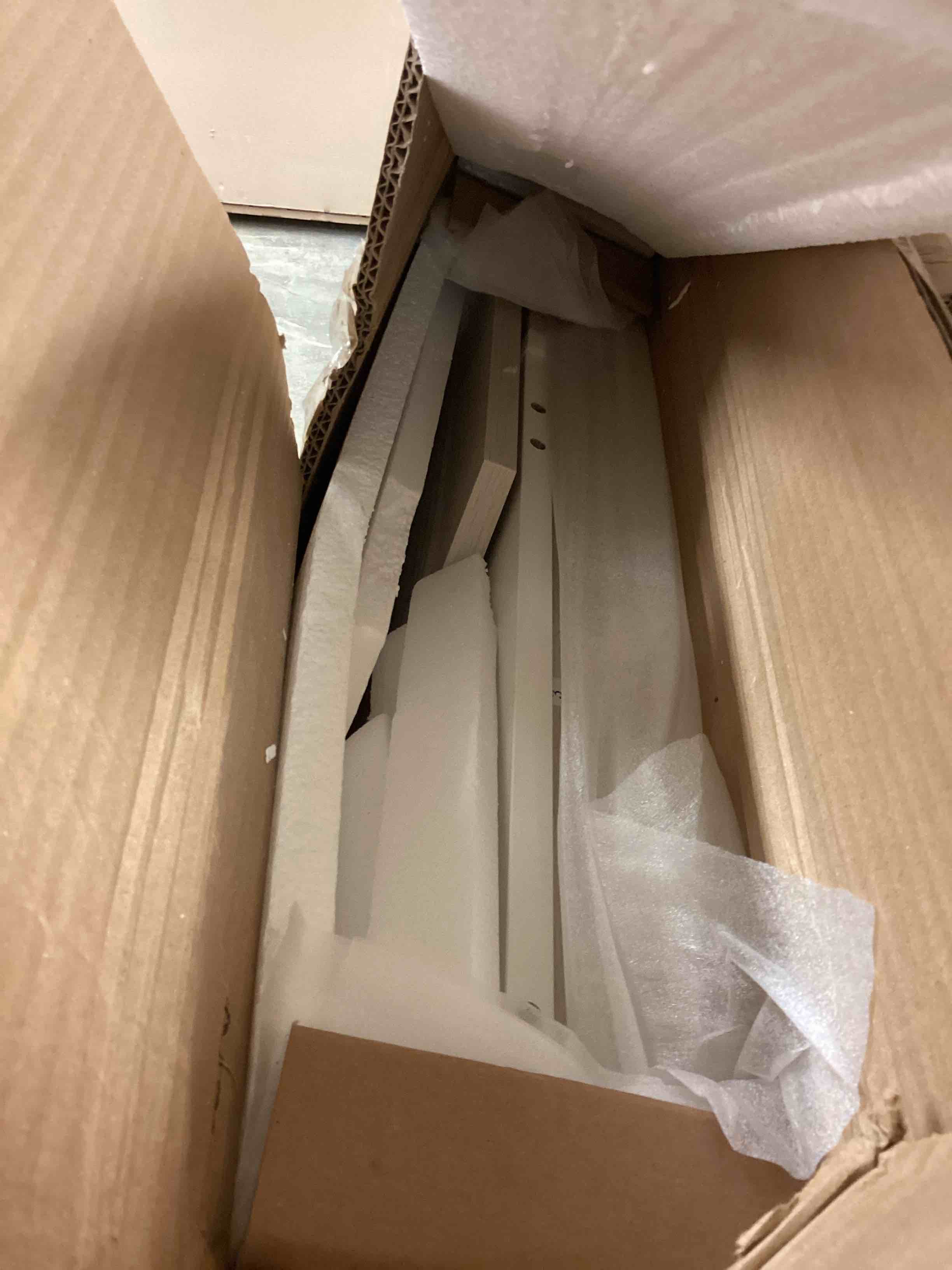 Condition photo showing Good Condition for Front Modern Retail Checkout, Reception Desk, Stations Counter Table, White By Ebern Designs (incomplete box B only) 