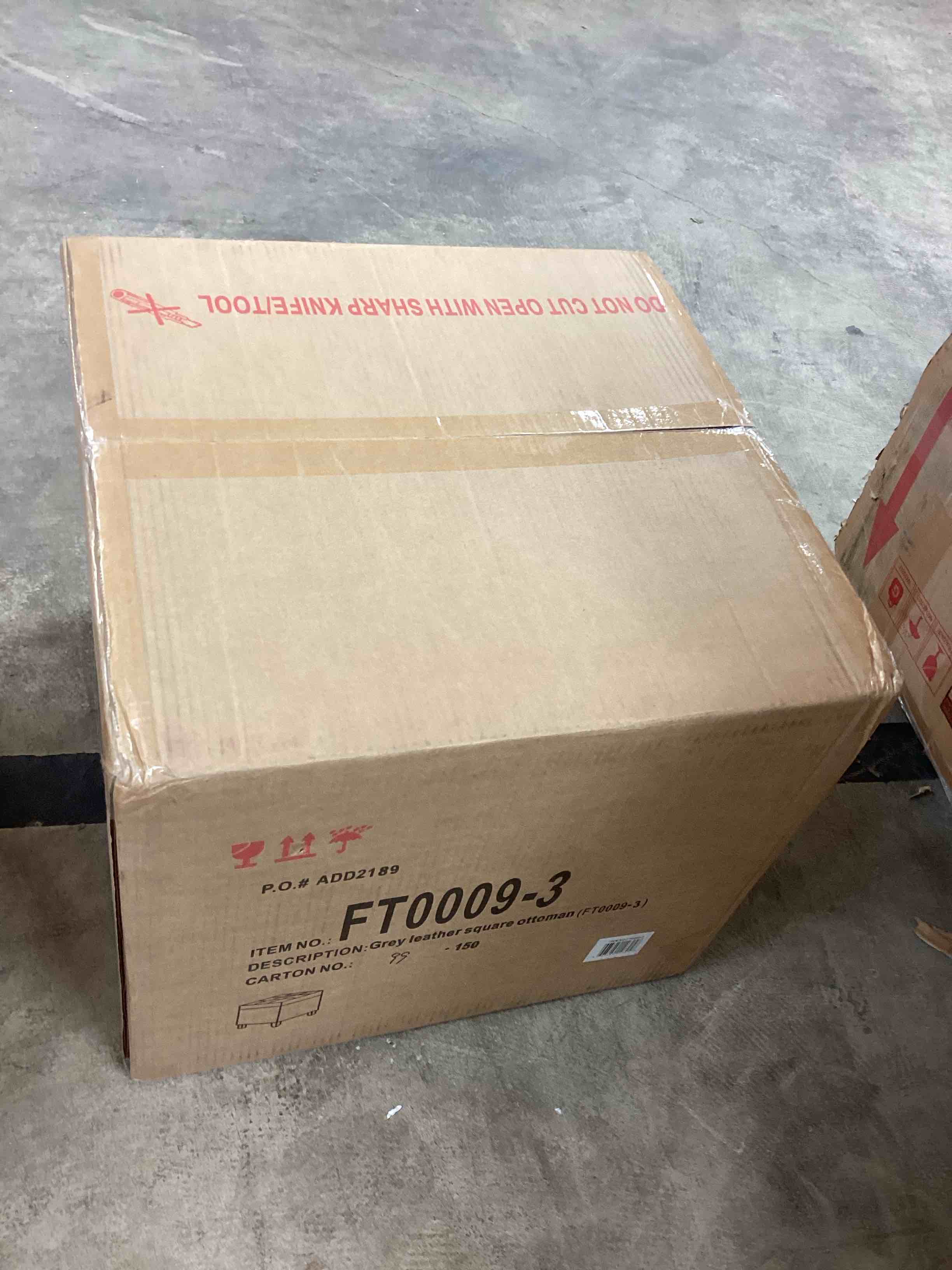 Condition photo showing New/Like New for Adeco Bonded Leather Square Tufted Cubic Cube Storage Ottomans Dark Orange Faux Leather, Leather Modern & Contemporary Storage Cube Fabric