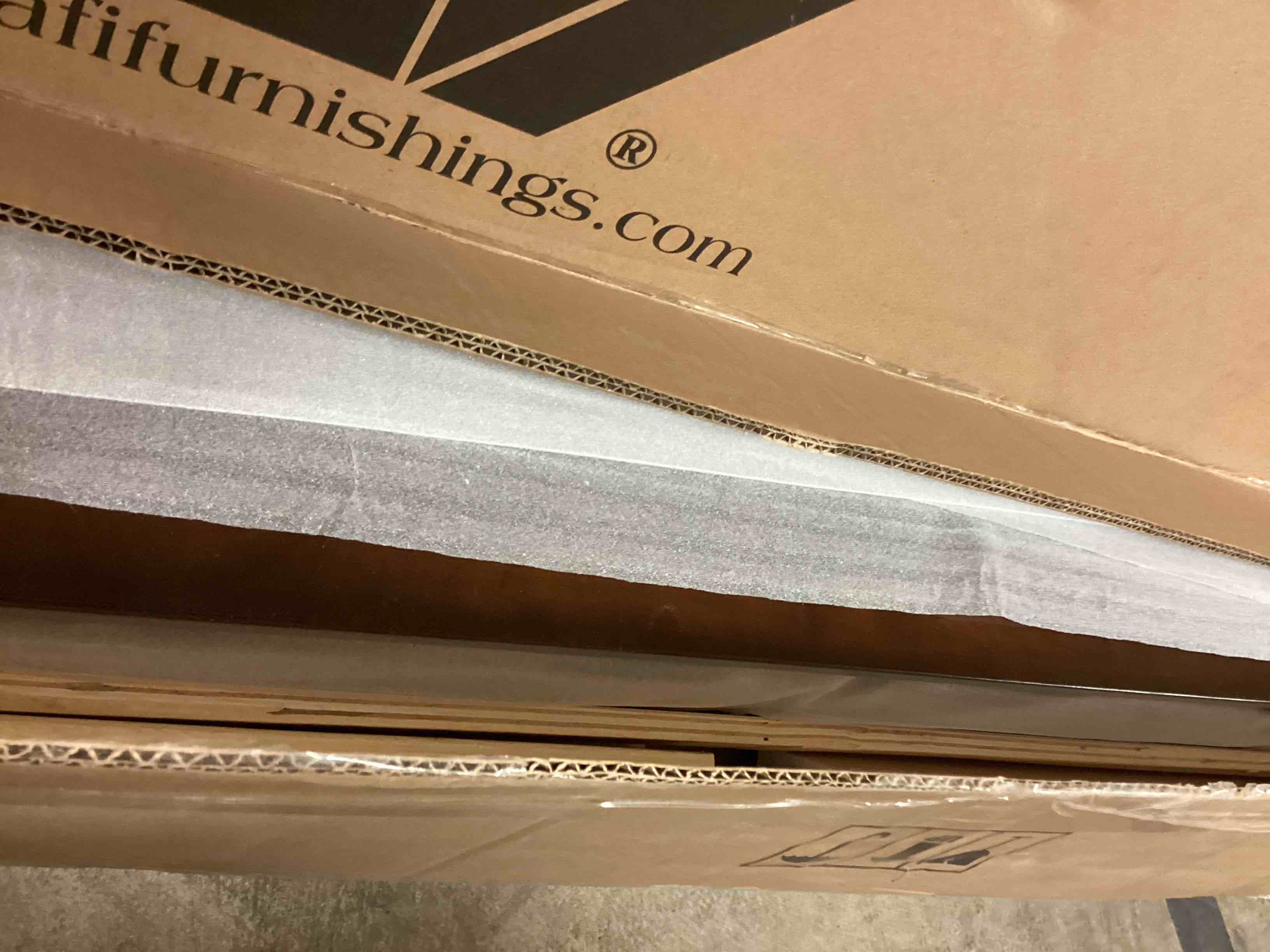 Condition photo showing Good Condition for AFI, Madison King Low Profile Wood Platform Bed with Matching Footboard, Walnut (incomplete only Slats /Rails ) 