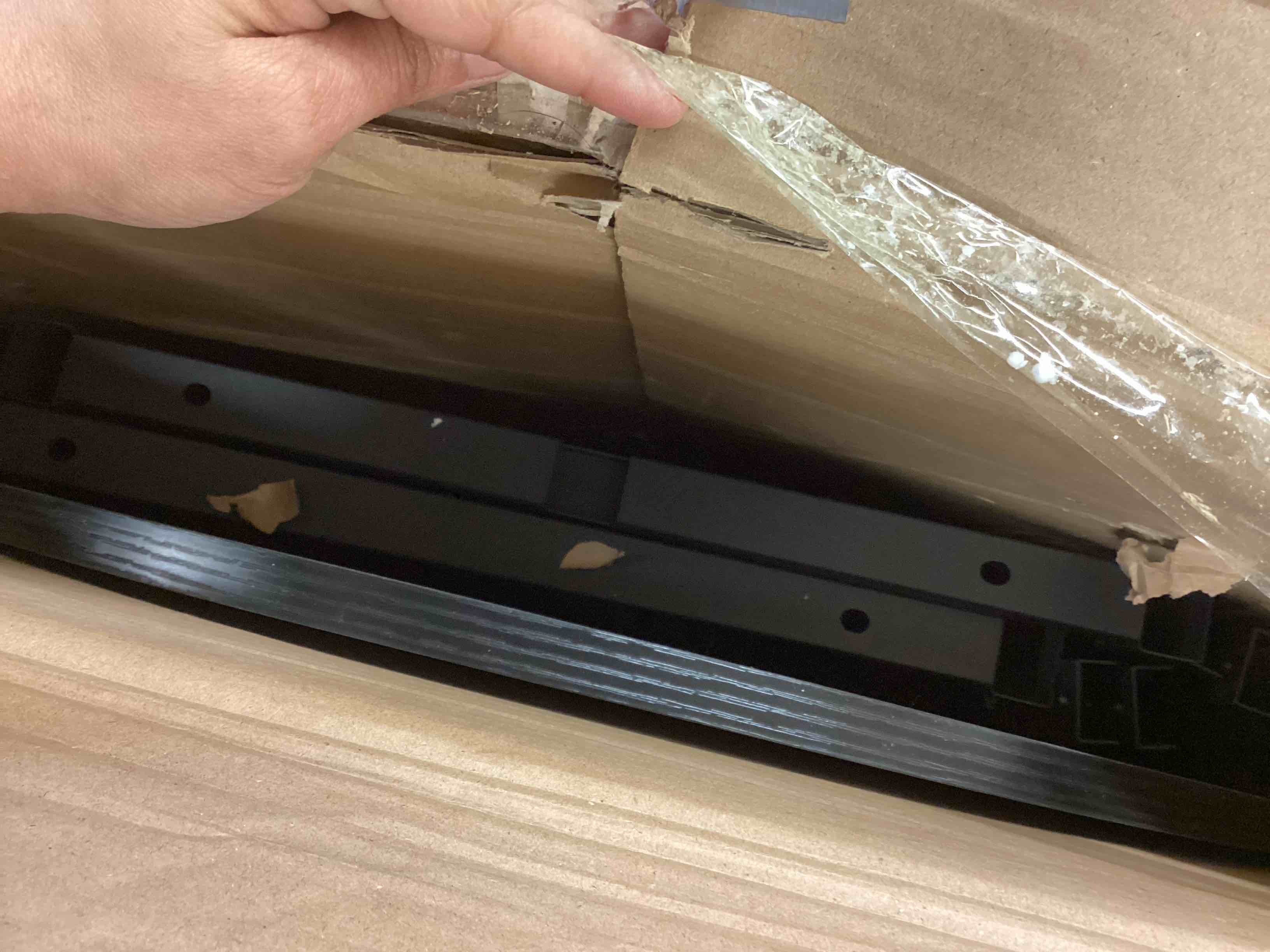 Condition photo showing As Is for Round Bar Table, 2-Tier High Top & Counter Height Dining Table, Small Kitchen Dining Tables, for Bistro, Pub, Kitchen, Living Room, Black TBT03BB