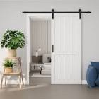 Sliding Barn Door with Installation Hardware Solid Manufactured Wood Primed Surface Paintable Closet Pantry Doors Sliding Barn Door with Installation (incomplete box 1 only)