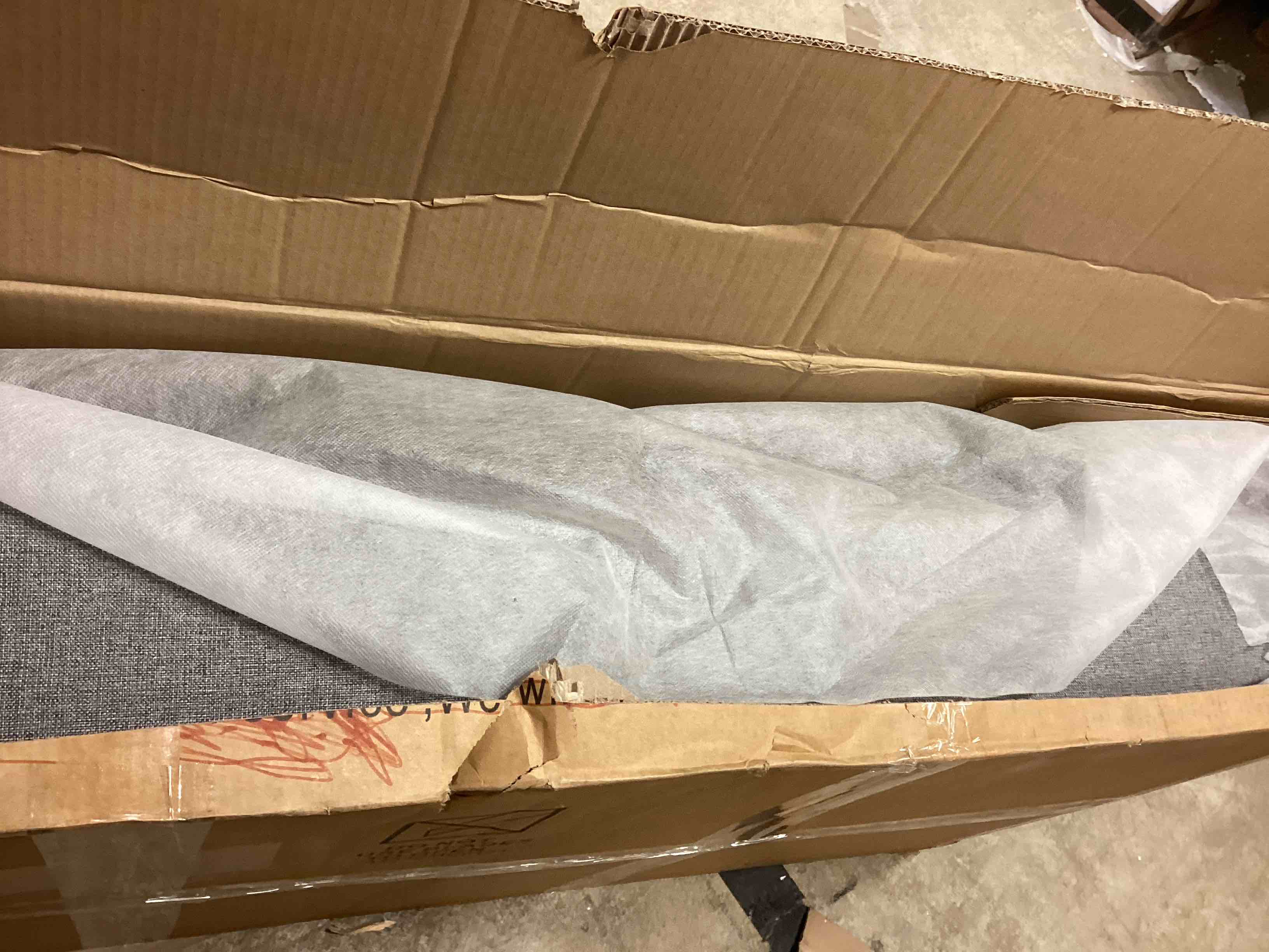 Condition photo showing Good Condition for Tbfit 65" W Loveseat Sofa, Mid Century Modern Love Seat Couches for Living Room, Button Tufted Upholstered Small Couch for Bedroom, Solid and Easy to Install Love Seats Furniture, Grey (incomplete box A) 