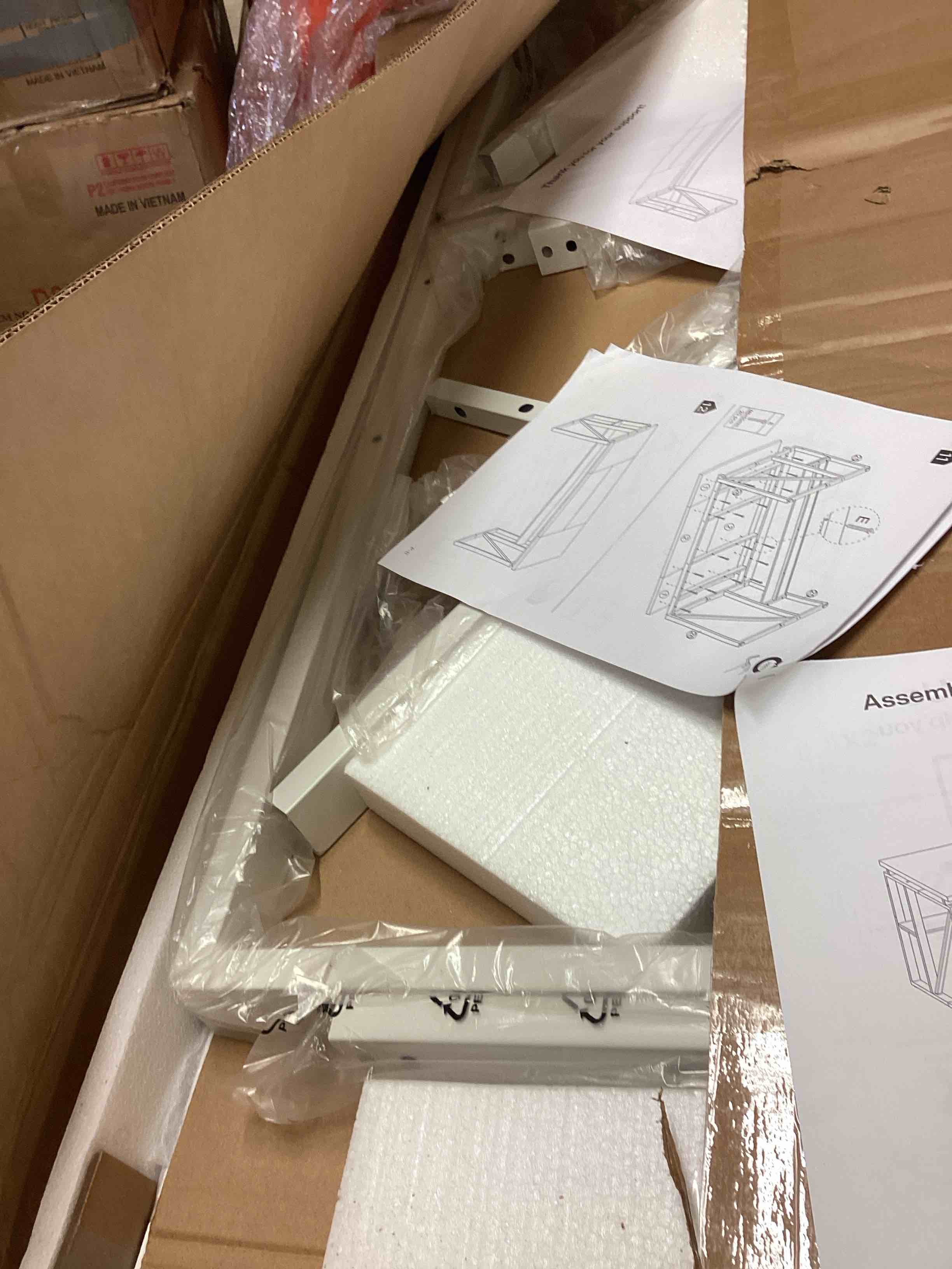 Condition photo showing Good Condition for 55" / 63" L-Shaped Executive Desk with Storage Shelves and Mobile File Cabinet(2 Drawers and 1 Storage Compartment) (incomplete only desk computer) 