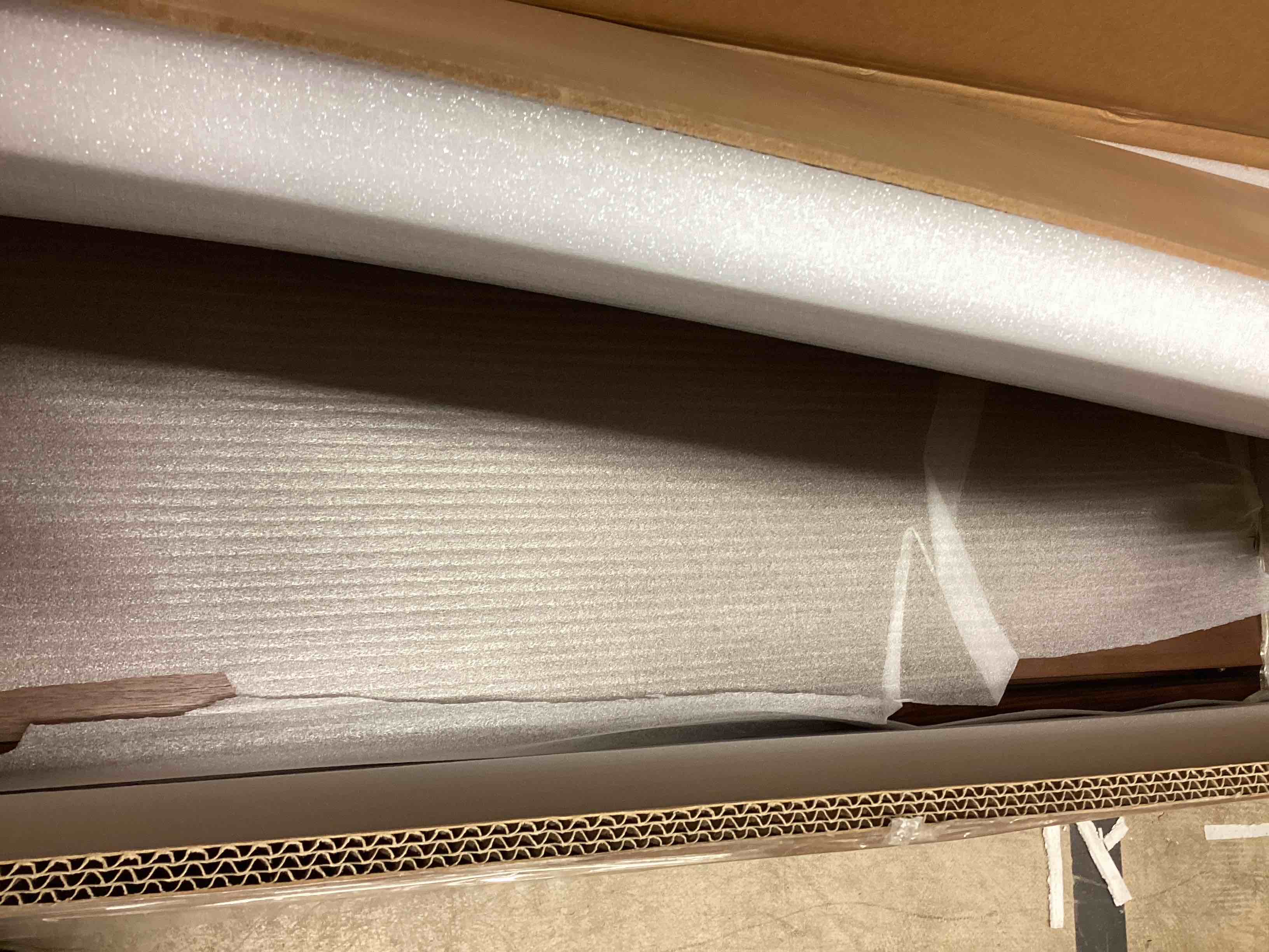 Condition photo showing As Is for Latitude Run® Lydiane 94.5“ Brown Combination TV Cabinet with 3 drawers 