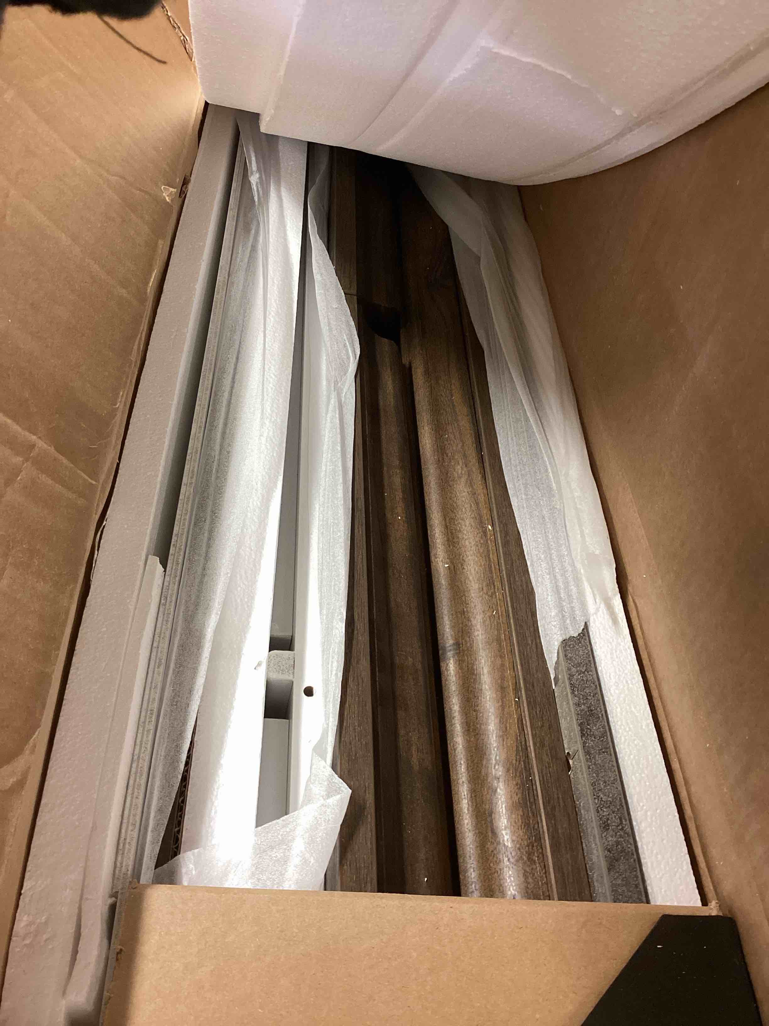 Condition photo showing Good Condition for 78" Electric Fireplace with Mantel, Fireplace TV Stand for TVs Up to 90 Inch, Entertainment Center with 30inch Fire Place Insert ? Realistic Stacked Stone Surround for Living Room (incomplete box 2 only)