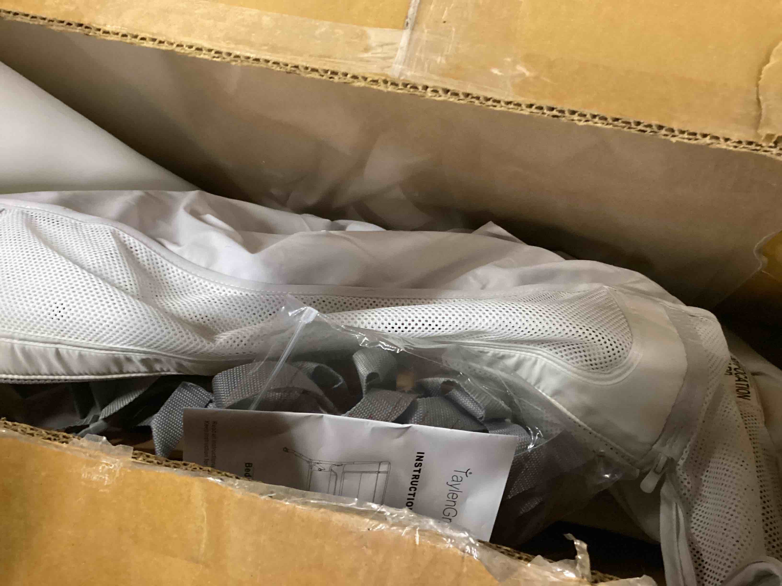 Condition photo showing As Is for Baby Bassinet Bedside Sleeper, 3-in-1 Rocking Bassinet for Baby with 6-Level Height Adjustable, 4 Wheels & Breathable Mesh Walls, Portable Bedside Bassinet with Mattress for Newborn