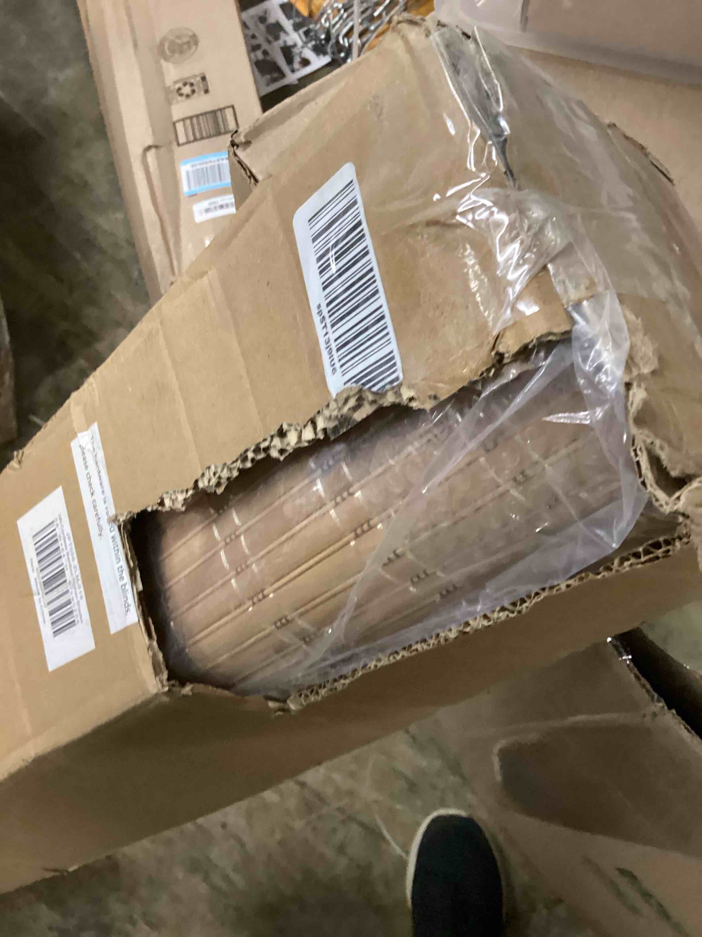 Condition photo showing New/Like New for LazBlinds No Tools No Drill Cordless Bamboo Roman Shades, Light Filtering Window Treatment, Roll Up Bamboo Blinds for Windows 38'' W x 64'' H, Brown Light Filtering-brown206 38" W x 64" H