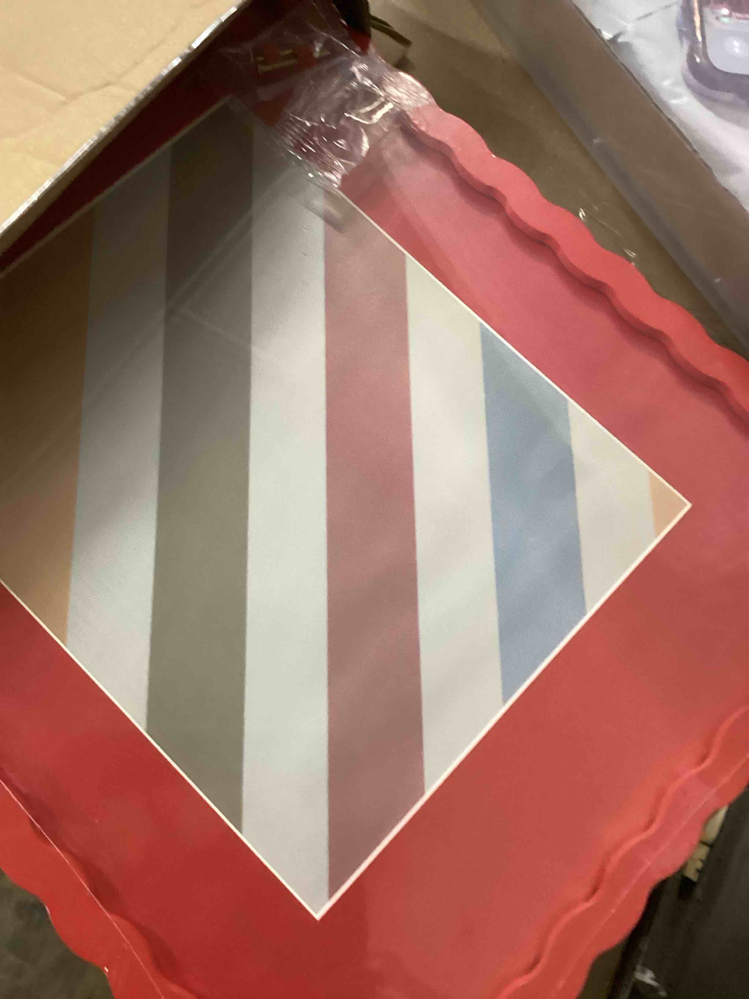 Condition photo showing New/Like New for 11x14 Picture Frame with Mat for 8x10, Wavy Edge Wooden Real Glass Photo Frame for Wall Hanging, Red, 1 Pack Red 11x14 in