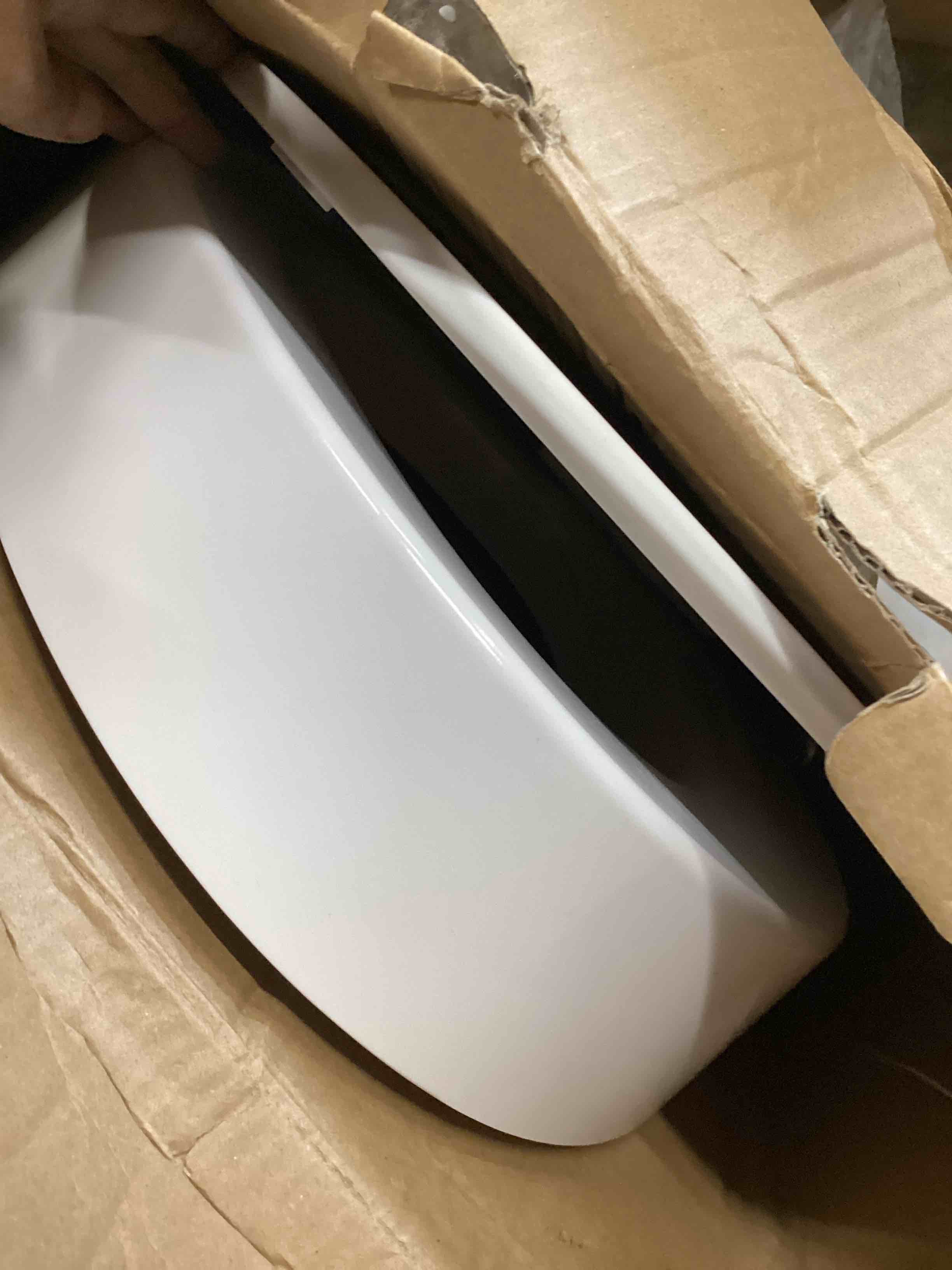 Condition photo showing As Is for ELONGATED toilet seat risers for seniors, Slow Close, Elevated toilet seat, Heavy Duty, Never Loosen, Raised toilet seat elongated bowl, White(18.5”)