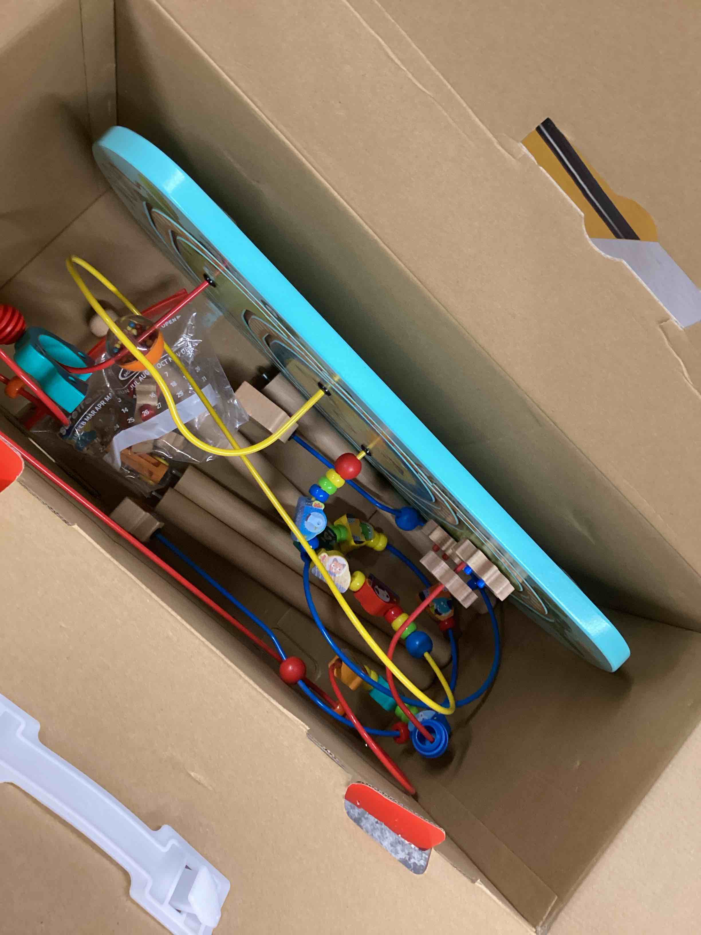 Condition photo showing Good Condition for Hape Twisting Railway Maze Table - Wooden Bead Maze & Train Set for Toddlers - Amusement Park Theme with Rollercoaster, UFO & Numbered Stops - Fine Motor Skills Toy for Ages 18M+