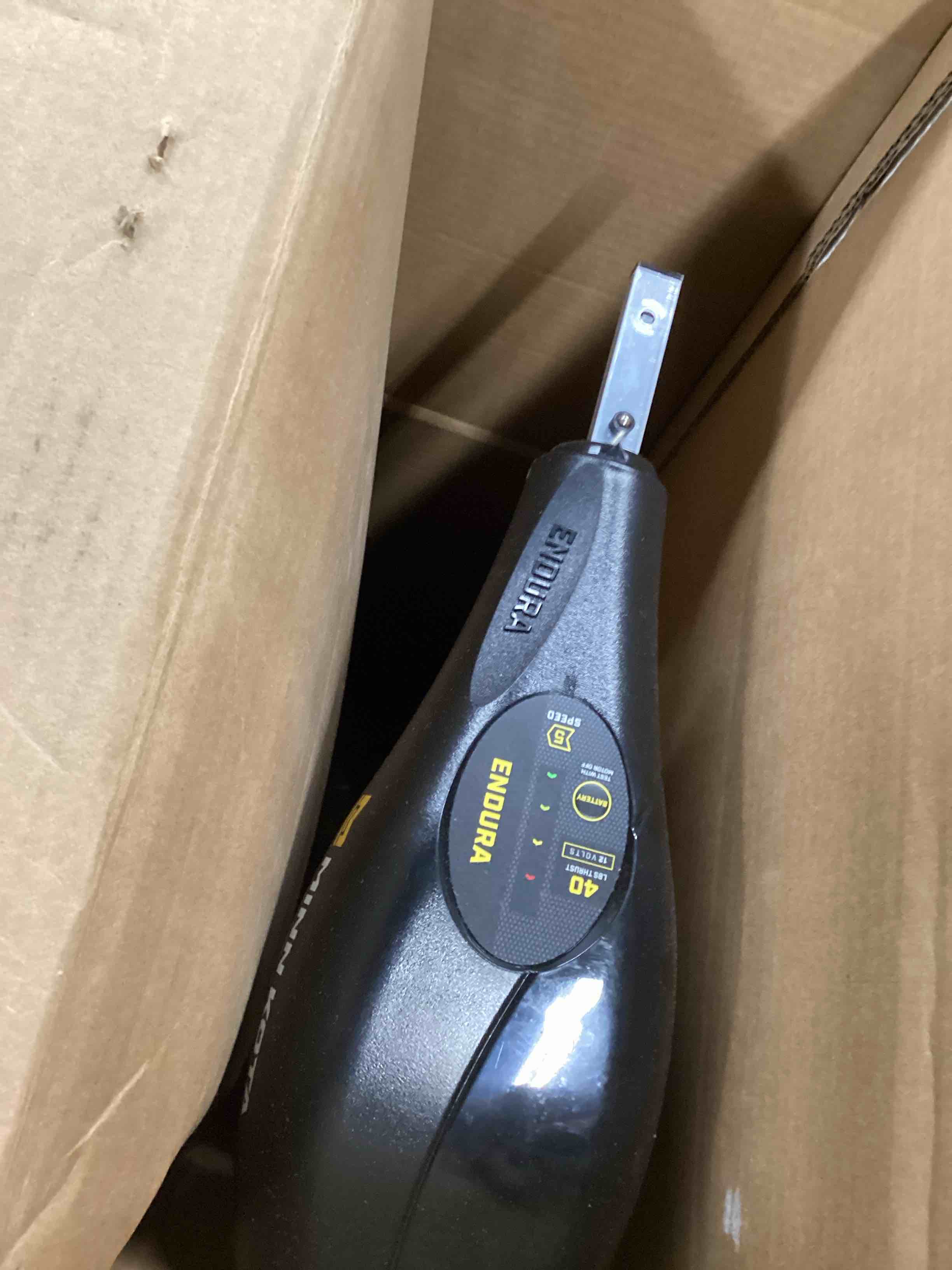 Condition photo showing As Is for Minn Kota Freshwater One Hand Steer 36  Shaft 40 lb Thrust Electric Transom Mount Trolling Motor