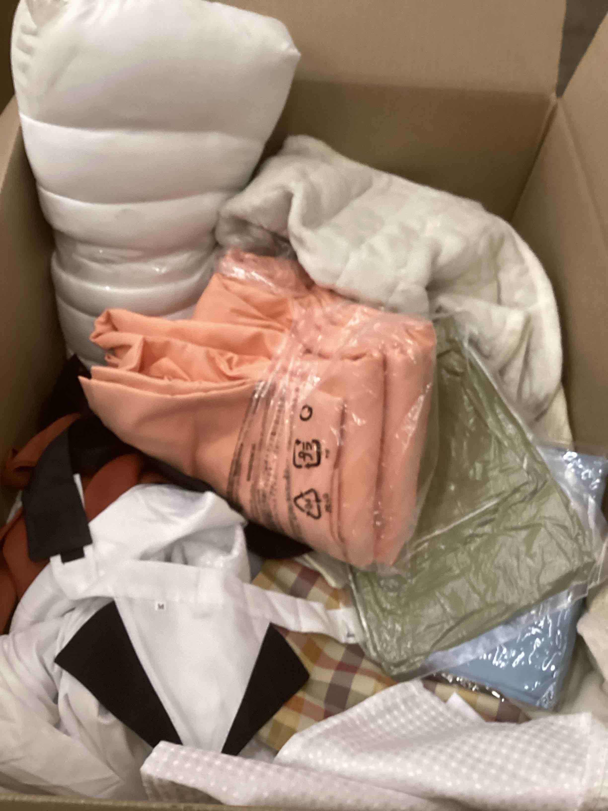 Condition photo showing As Is for assorted bedding and window curtains 