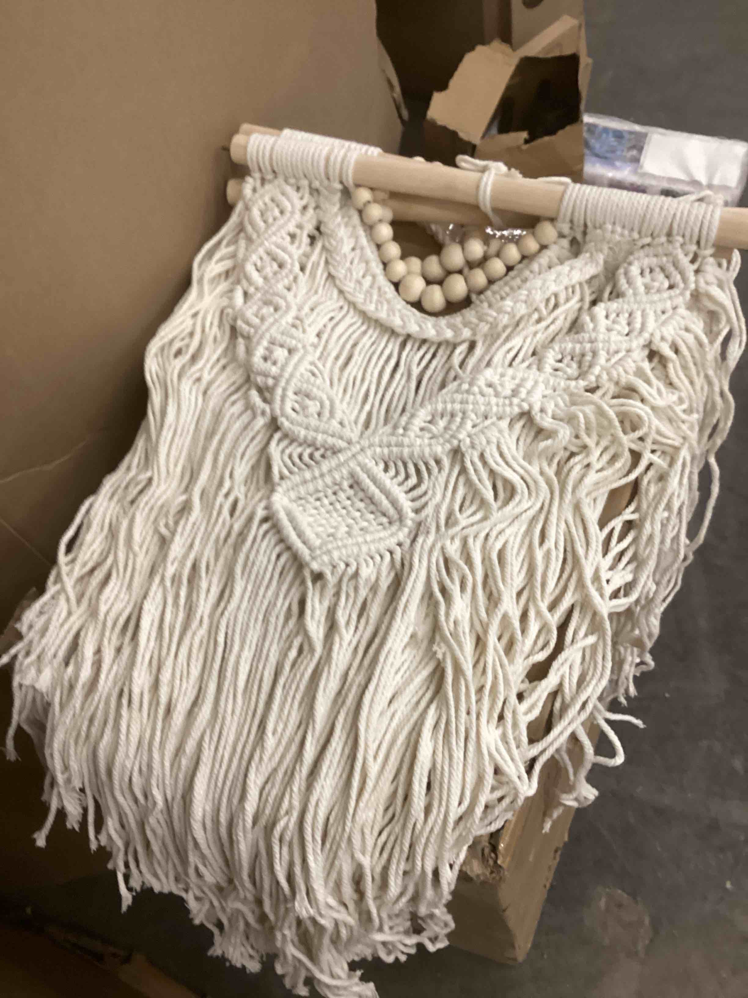 Condition photo showing New/Like New for Achart Macrame Wall Hanging Large- Boho Wall Decor- large wall art- Wall Decor Living Room- Macrame Tapestry Boho Decor for Bedroom (Wooden Bead)
