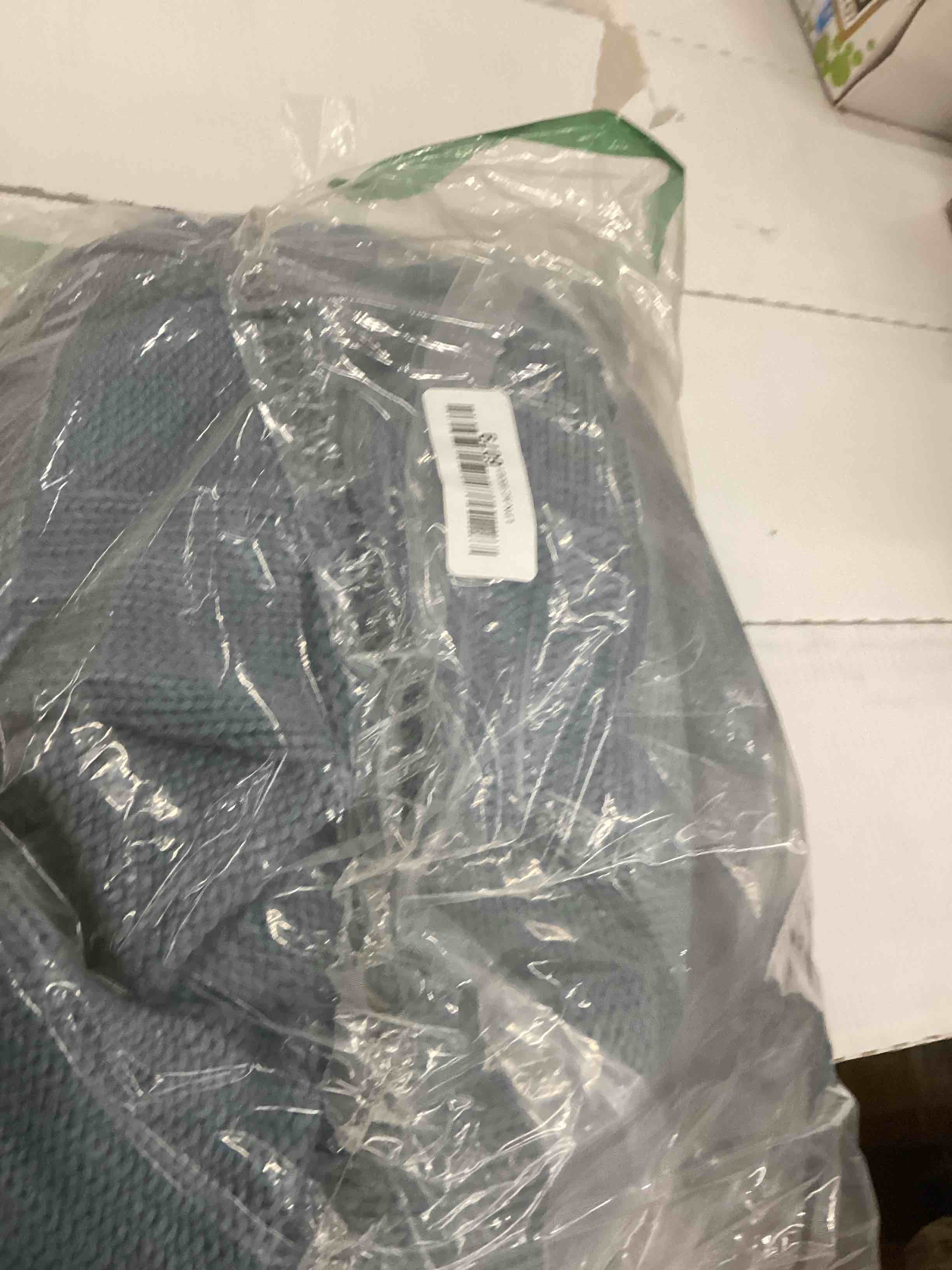 Condition photo showing As Is for CozeCube Check Knit Throw Blanket, Dusty Blue Checkered Throw for Couch, Decorative Christmas Soft Cozy Warm Knitted Blanket for Bed Sofa Living Room, 60"X80" 60"X80" Dusty Blue