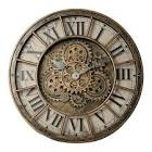 timess 15 Inch Wall Clock with Real Moving Gears, Industrial Steampunk Vintage Wall Decor, Antique Metal Big Numeral Wall Clocks for Office Kitchen Study Room Living Room (Bronze)