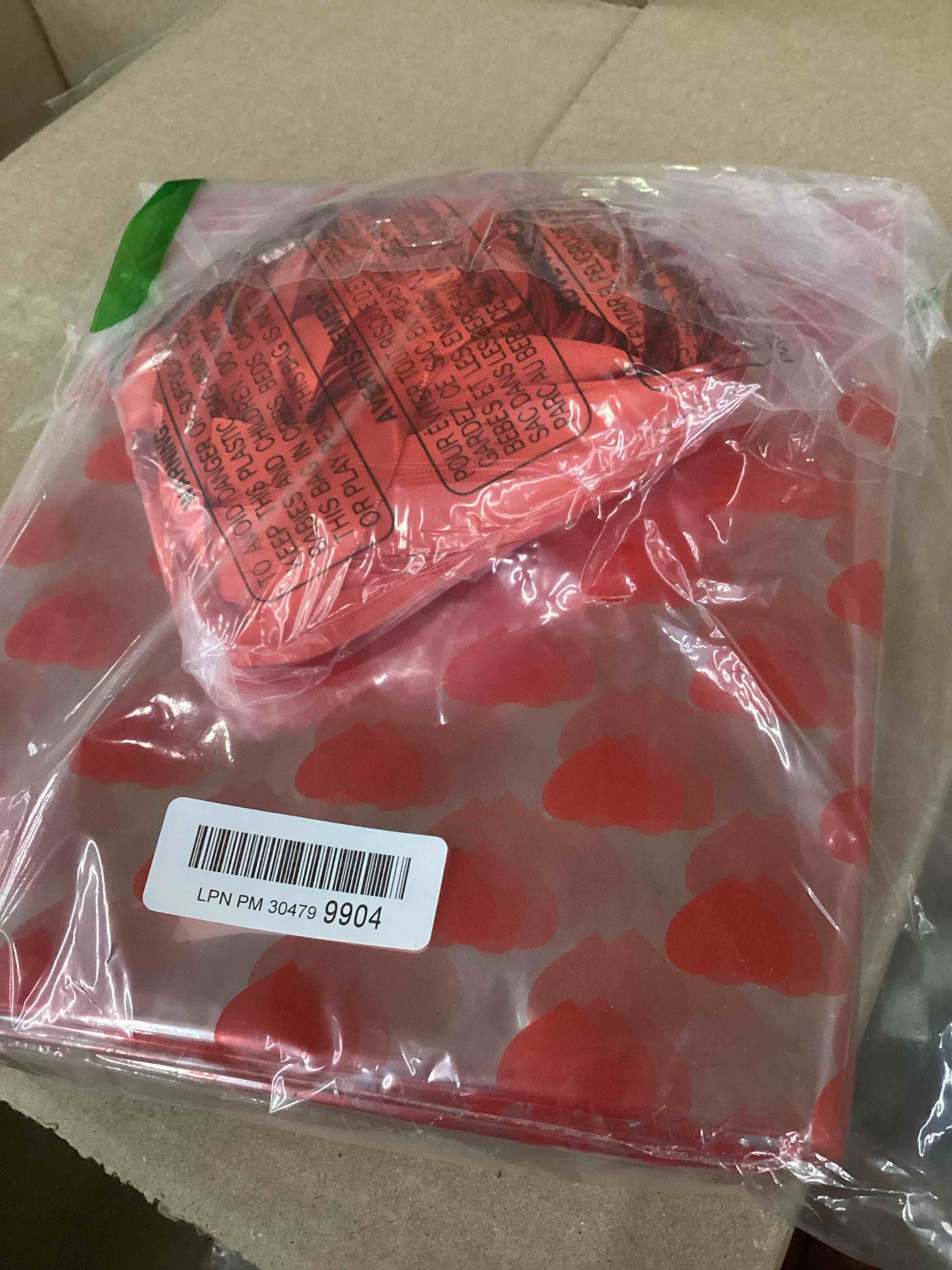 Condition photo showing New/Like New for Tenceur 60 Pcs Giant Valentine's Day Heart Clear Cellophane Gift Bags with Red Ribbons - Large 25.6 × 31.5 Inches Valentine's Day Plastic Basket Wrapping for Gifts, Crafts, Dolls, and Toys 60 Heart