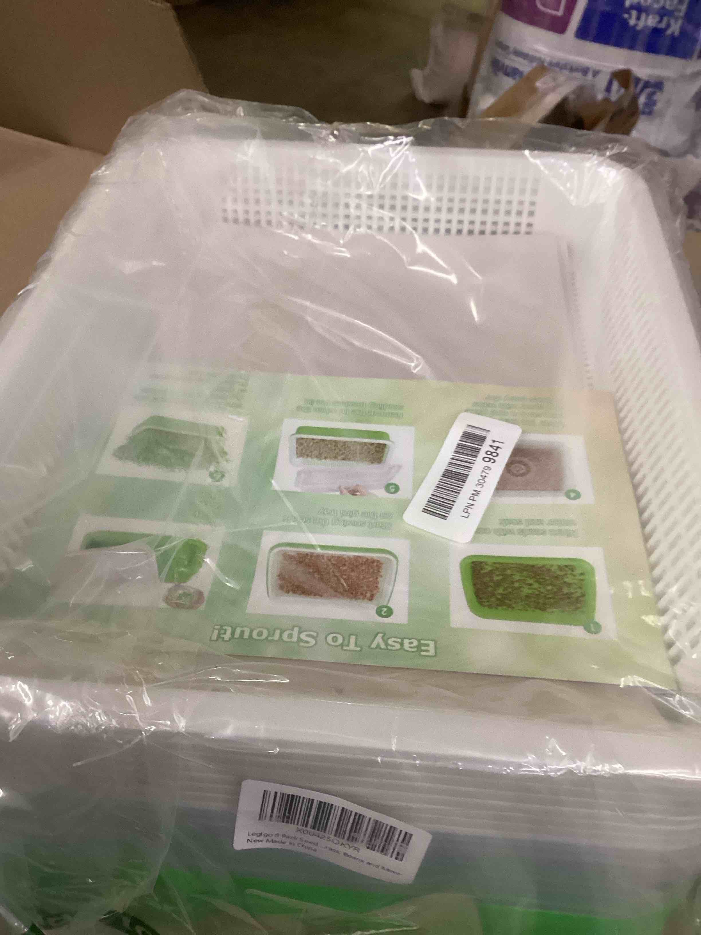 Condition photo showing New/Like New for Legigo 8 Pack Seed Sprouter Trays with Lids- Soil-Free Cultivation Germination Tray, BPA Free Micro Greens Growing Trays Seed Sprouting Trays Kit with Germinating Paper for Wheatgrass, Beans and More 8 Packs With Lids