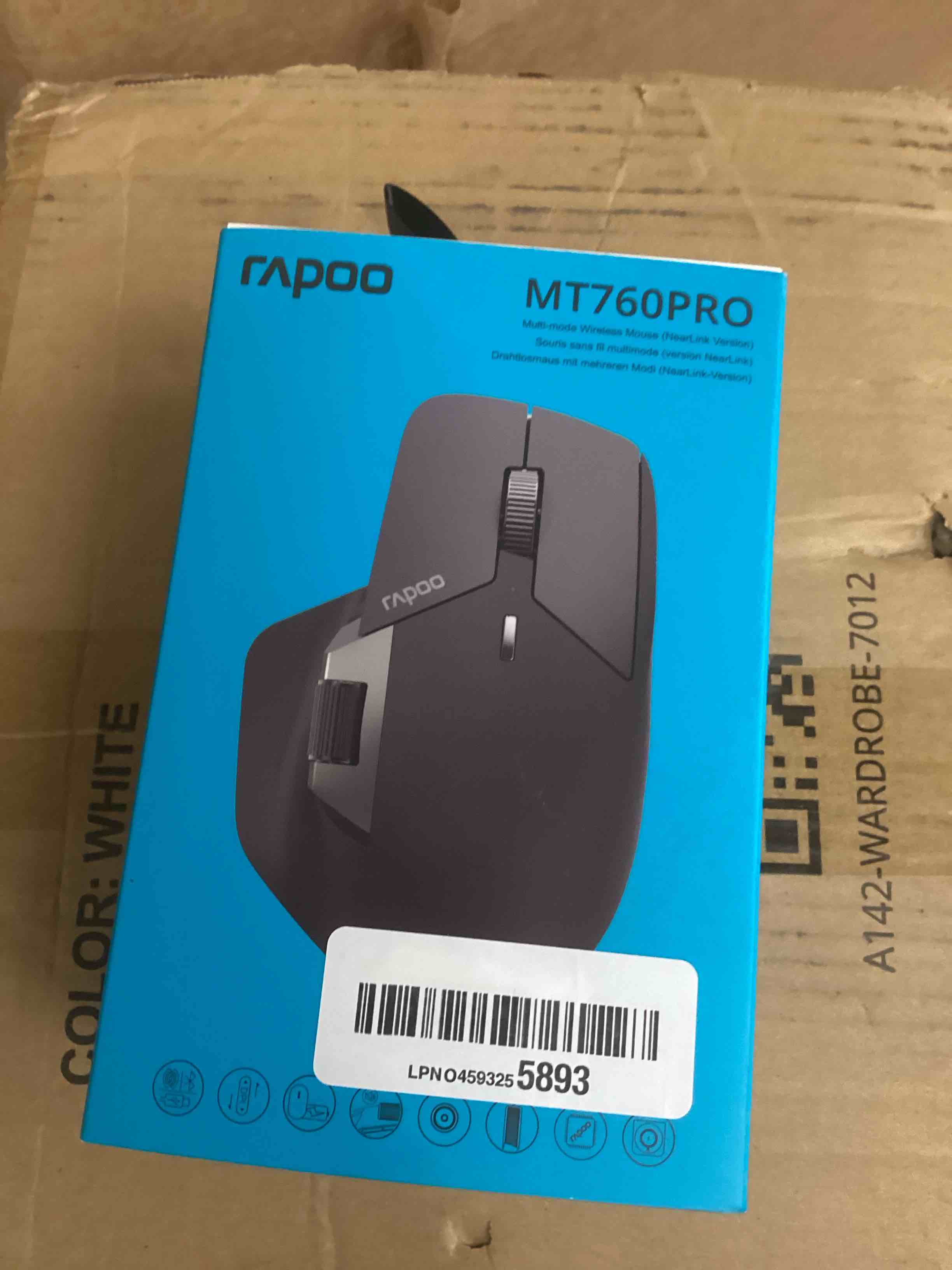 Condition photo showing New/Like New for Rapoo MT760 PRO Wireless Mouse, NearLink + Bluetooth 5.0 Multi-Device, 12K DPI, 2K Polling, Ergo for Work & Gaming, 11 Programmable Buttons, On-Board Memory, Quiet Clicks, USB-C, 120 Days Battery Life Matte Black PRO Ver.