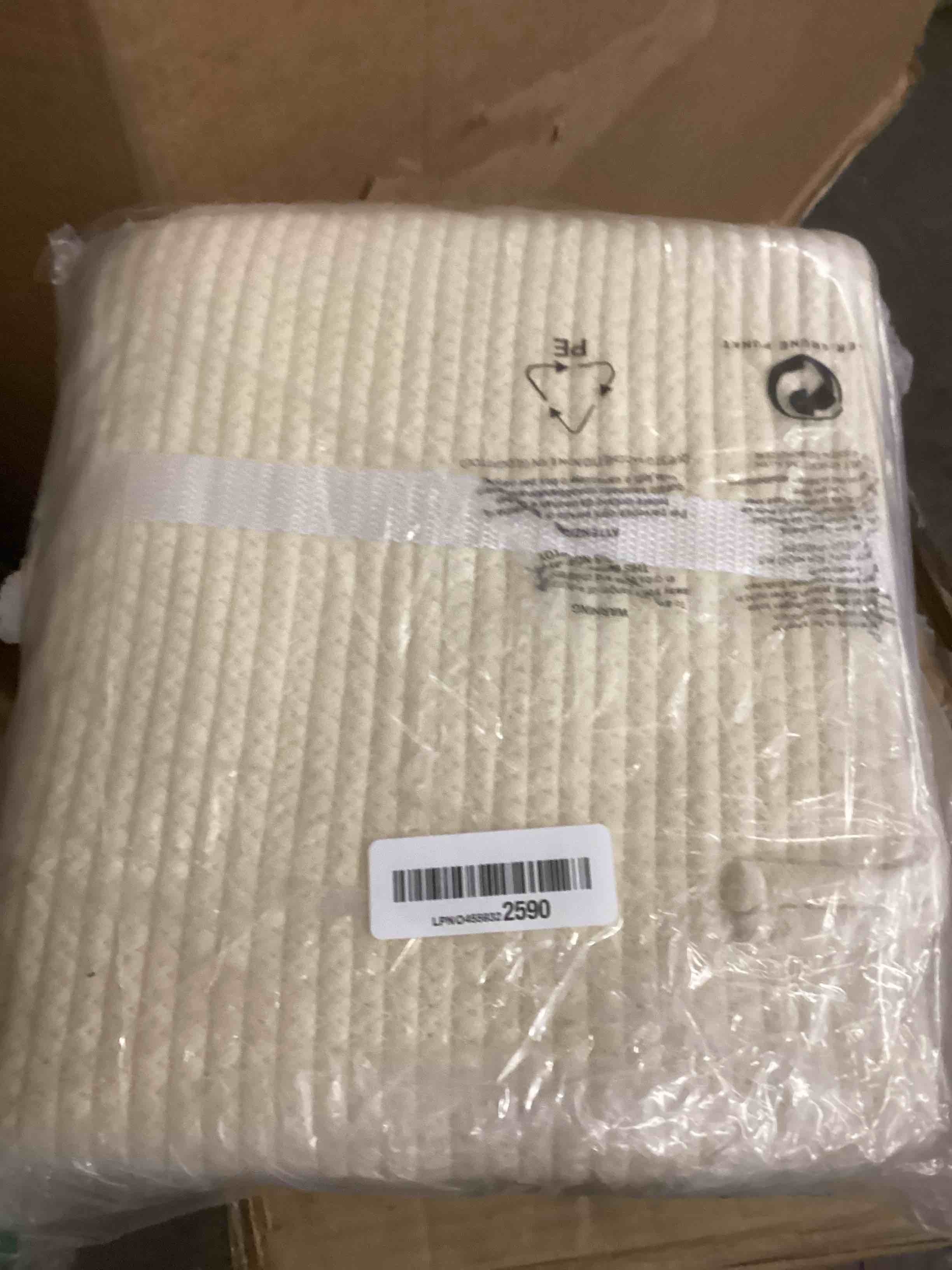 Condition photo showing New/Like New for Large Woven Laundry Basket Hamper,60L Cotton Rope Storage Bin for Blankets,Toys and Clothes,Decorative Tall Nursery Hamper for Living Room,Baby Nursery,Bathroom and Bedroom,Beige Beige 60L