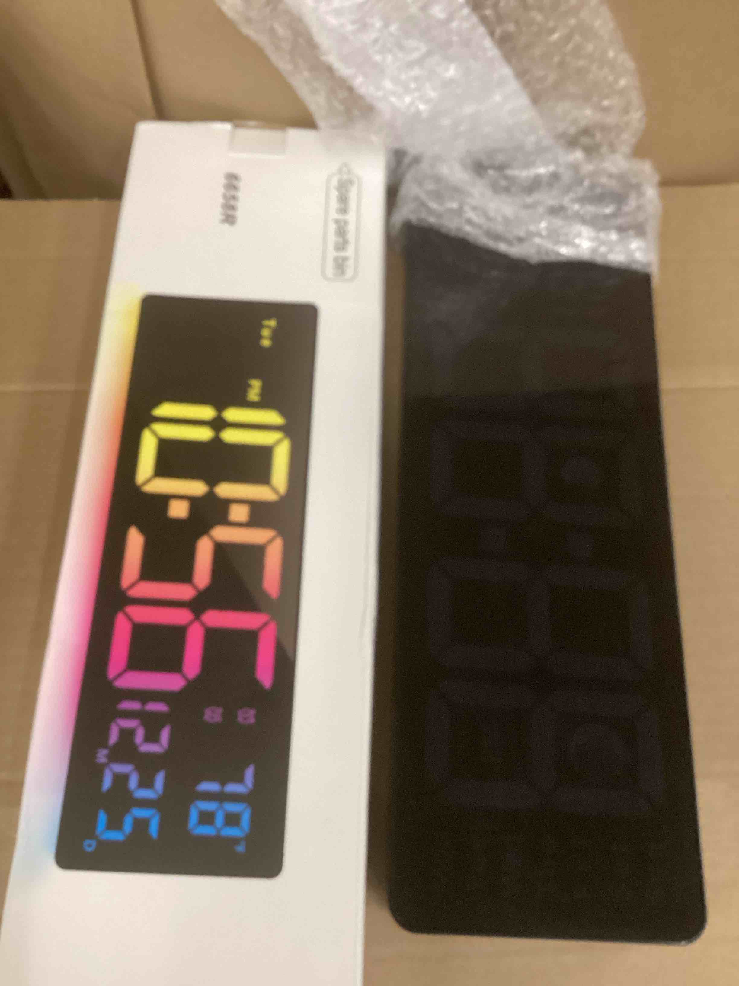 Condition photo showing New/Like New for Digital Wall Clock 16", Wall Clocks with 11 RGB Colors, Alarm Clock with Night Lights, Large Digital Clock for Living Room Bedroom Office Classroom Decor, Auto DST, Temperature, Remote Control