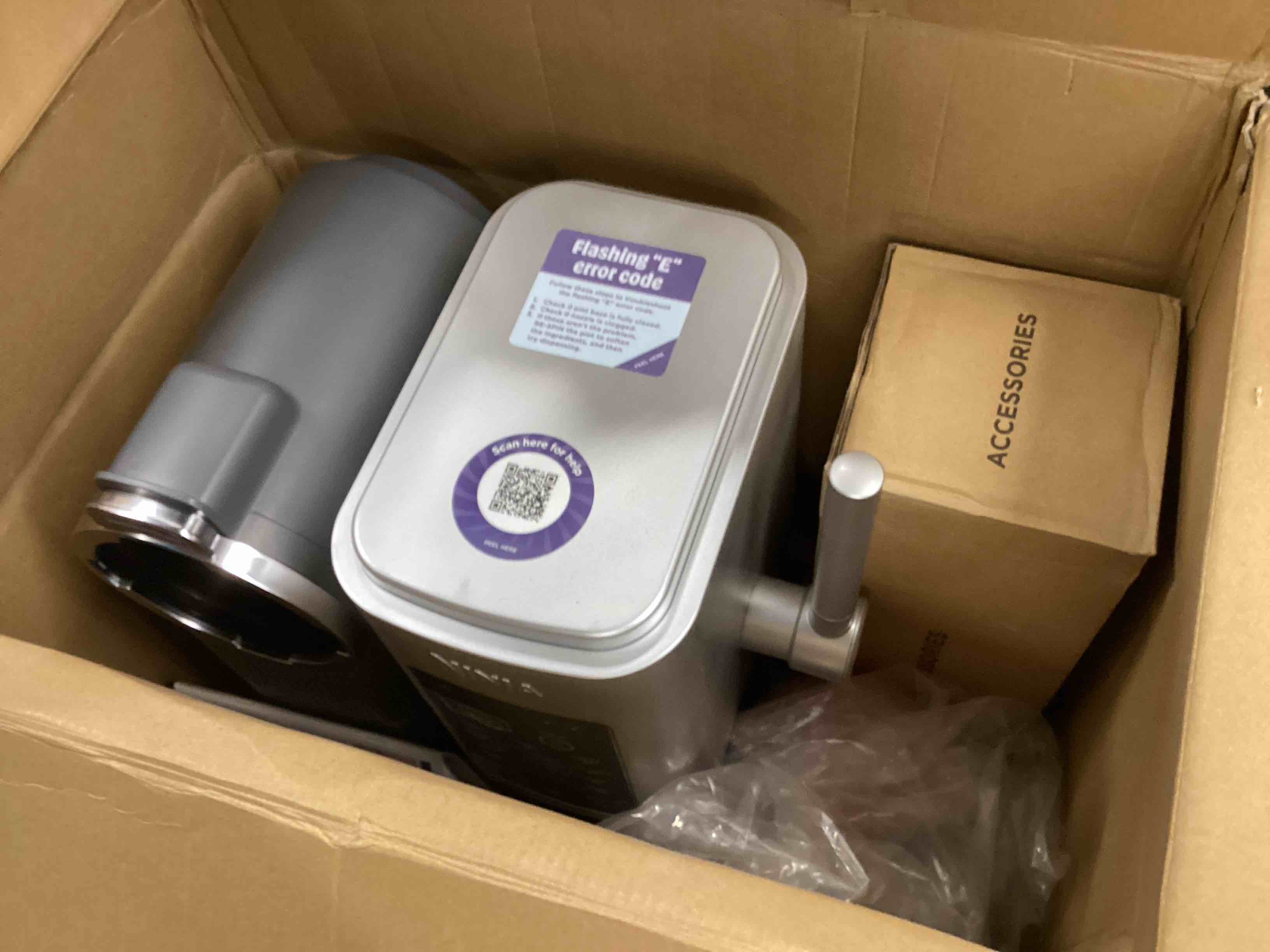 Condition photo showing Good Condition for Ninja CREAMi Scoop & Swirl Ice Cream Maker, Soft Serve Desserts, Sorbet, Milkshakes, Frozen Yogurt and More, 13-in-1 Programs, Includes Handle and Two 16 oz 2-in-1 Pints, NC701 CREAMi Swirl