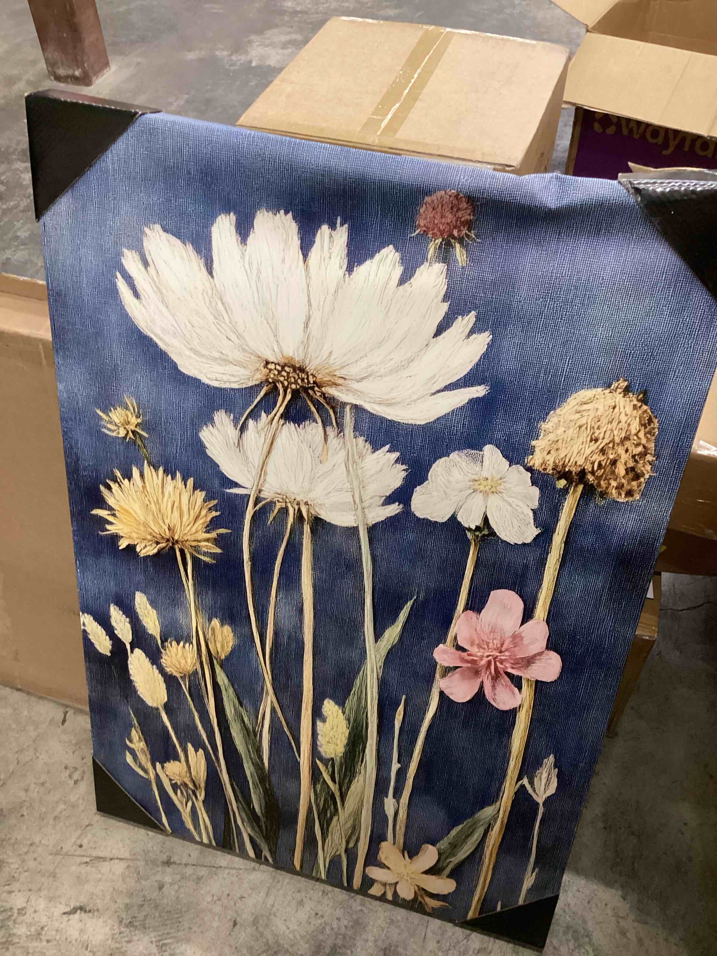 Condition photo showing As Is for Floral CVIII Gallery Wrapped Canvas - Ready To Hang By Renditions Gallery 36”*24”