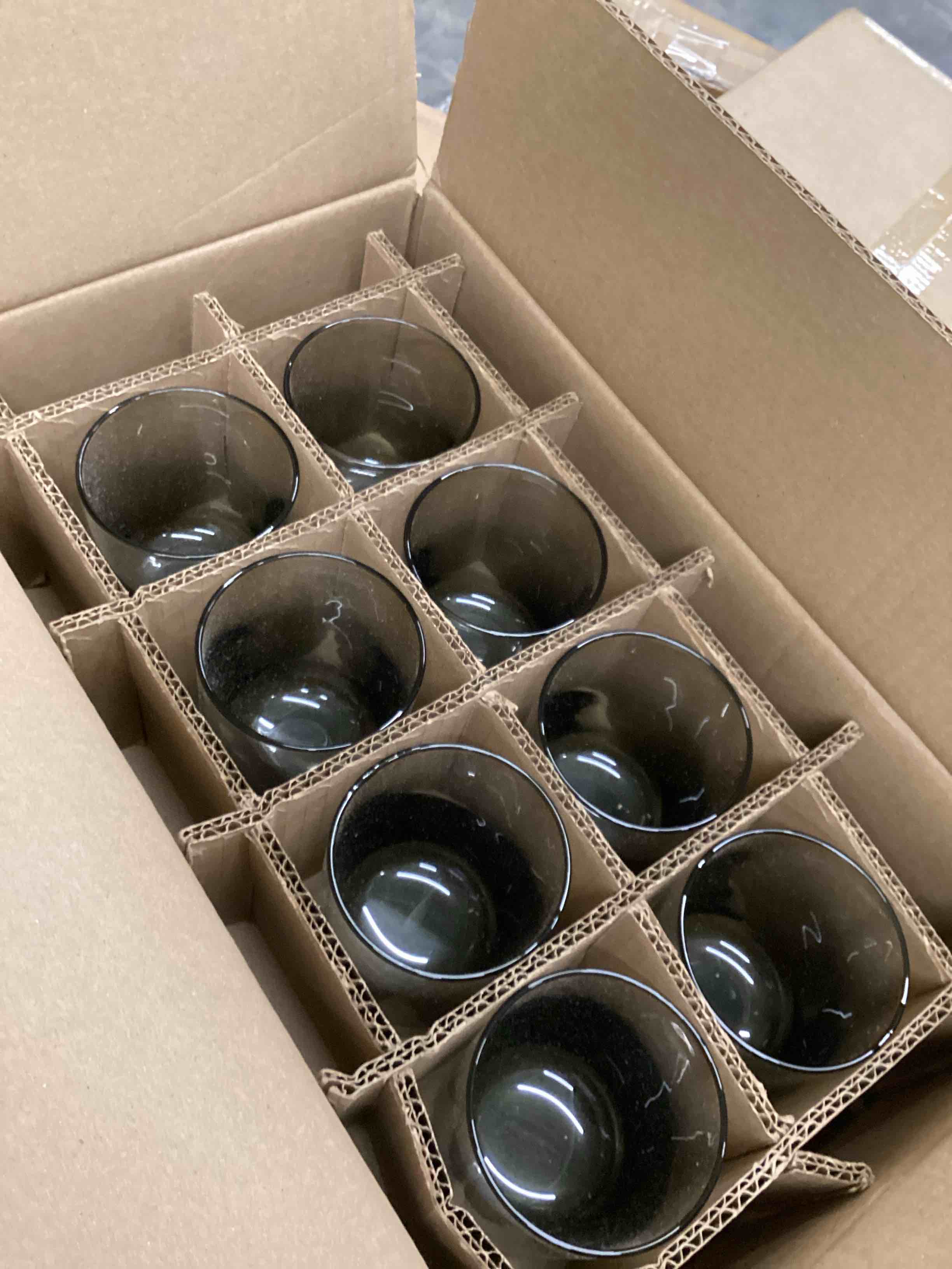 Condition photo showing New/Like New for Libbey Polaris 16-Piece Tumbler and Rocks Glass Set, Smoke Smoke Tumbler and Rocks