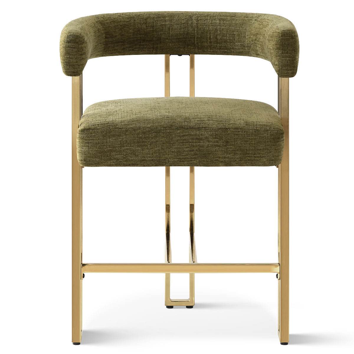 Mia 24" Modern Gold Chenille Counter Stool with Arms (1-piece)