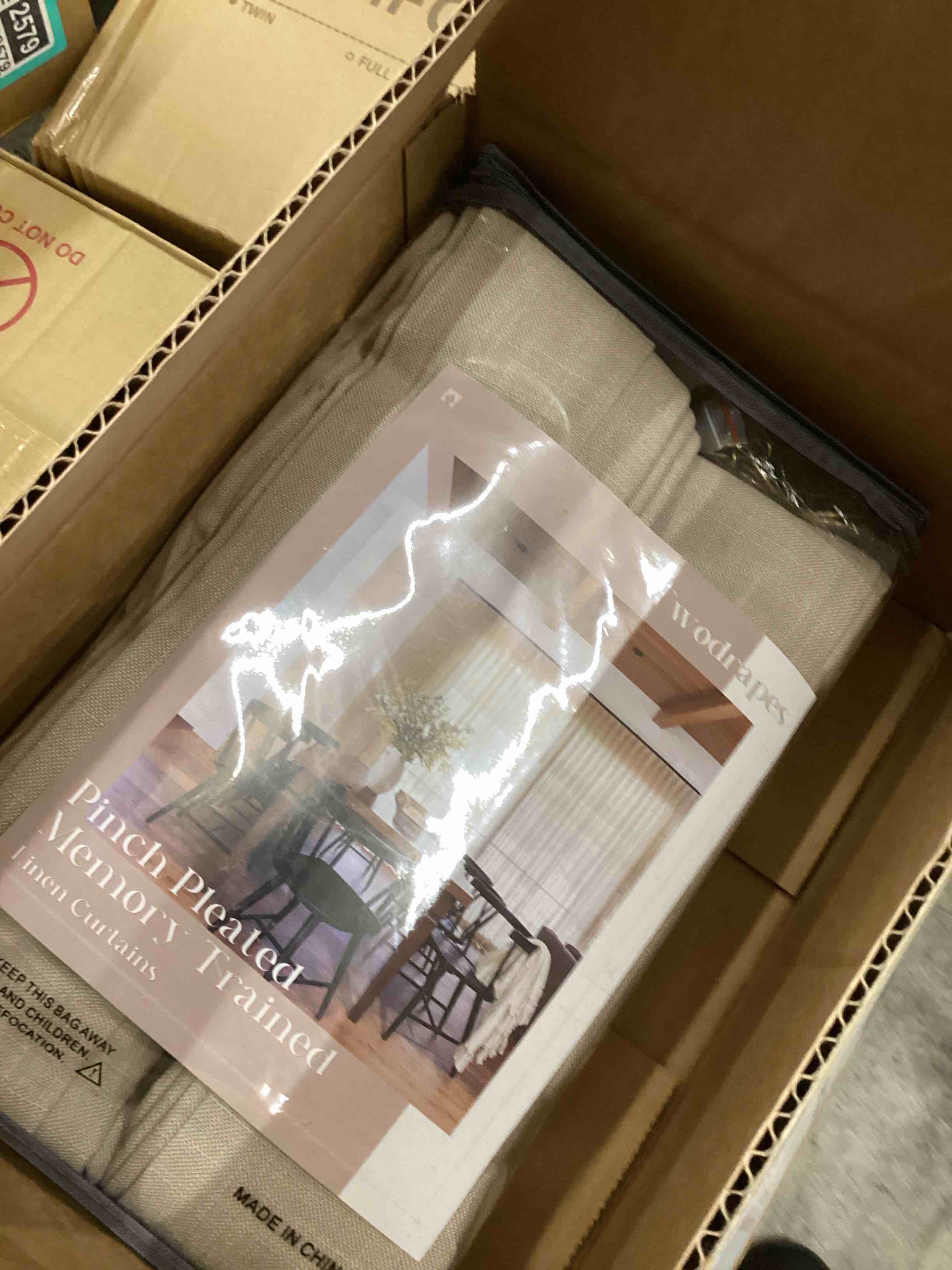 Condition photo showing New/Like New for Pinch Pleated Lille Linen Memory Trained Blackout Curtains Natural Plum Modern Custom Drapes 50”*84”