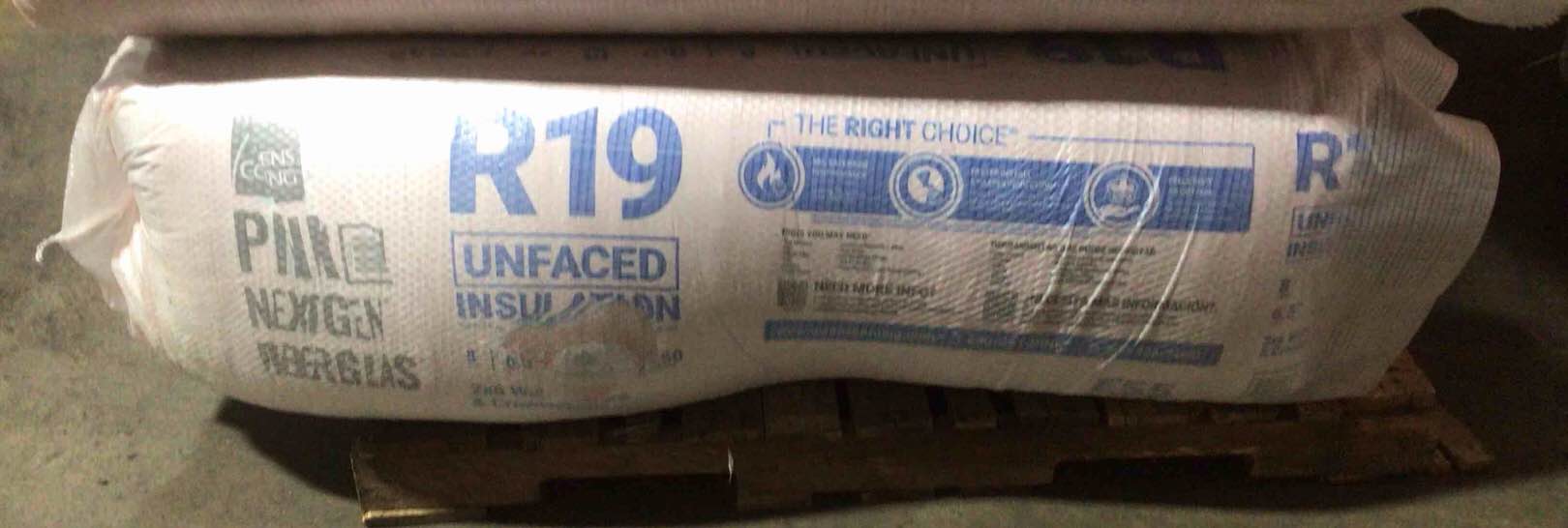 Owen’s Corning R-19 Fiberglass Unfaced Insulation, 6.5” Think, 15 In  x 93 In and 77.50 Sq.Ft. Bid Per Batt