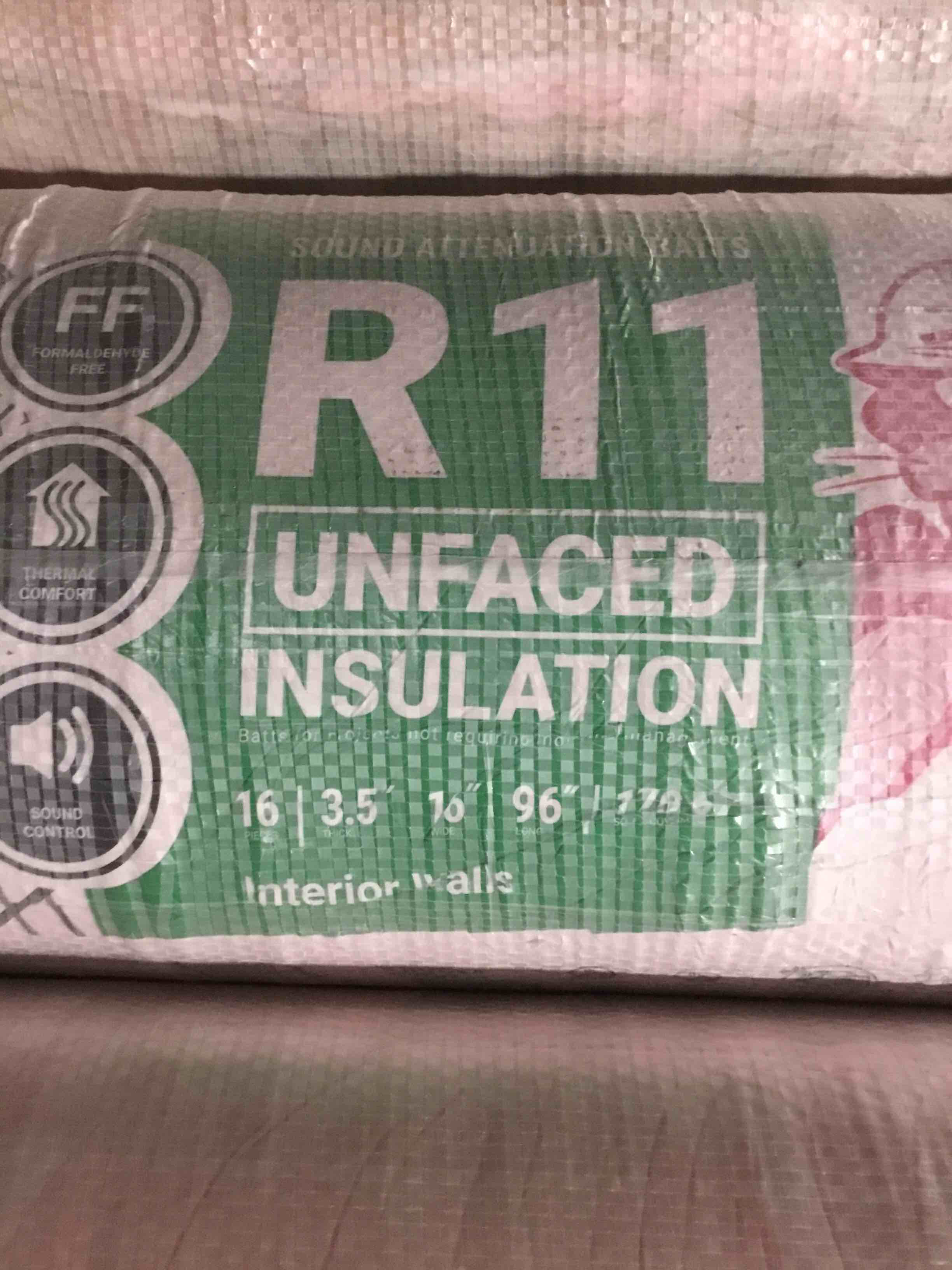 Owen’s Corner R11 Unfaced Installation, 16” x 96” , 170 Sq ft, Bid per Batt