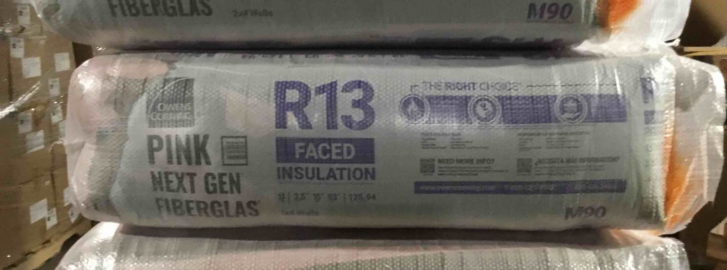 Owen’s Corner R13 Faced Fiberglass Installation, 15 In x 93 In and 125.94 Sq Ft. Bid per Batt